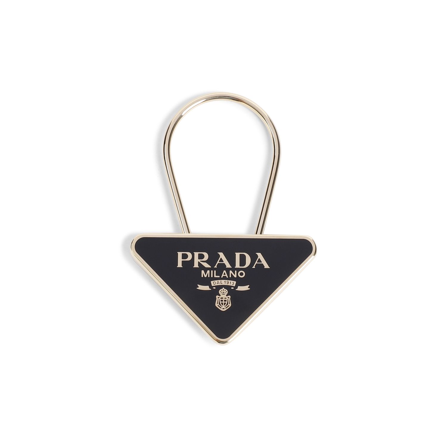 Prada Black/Gold Enamelled Metal Key Ring