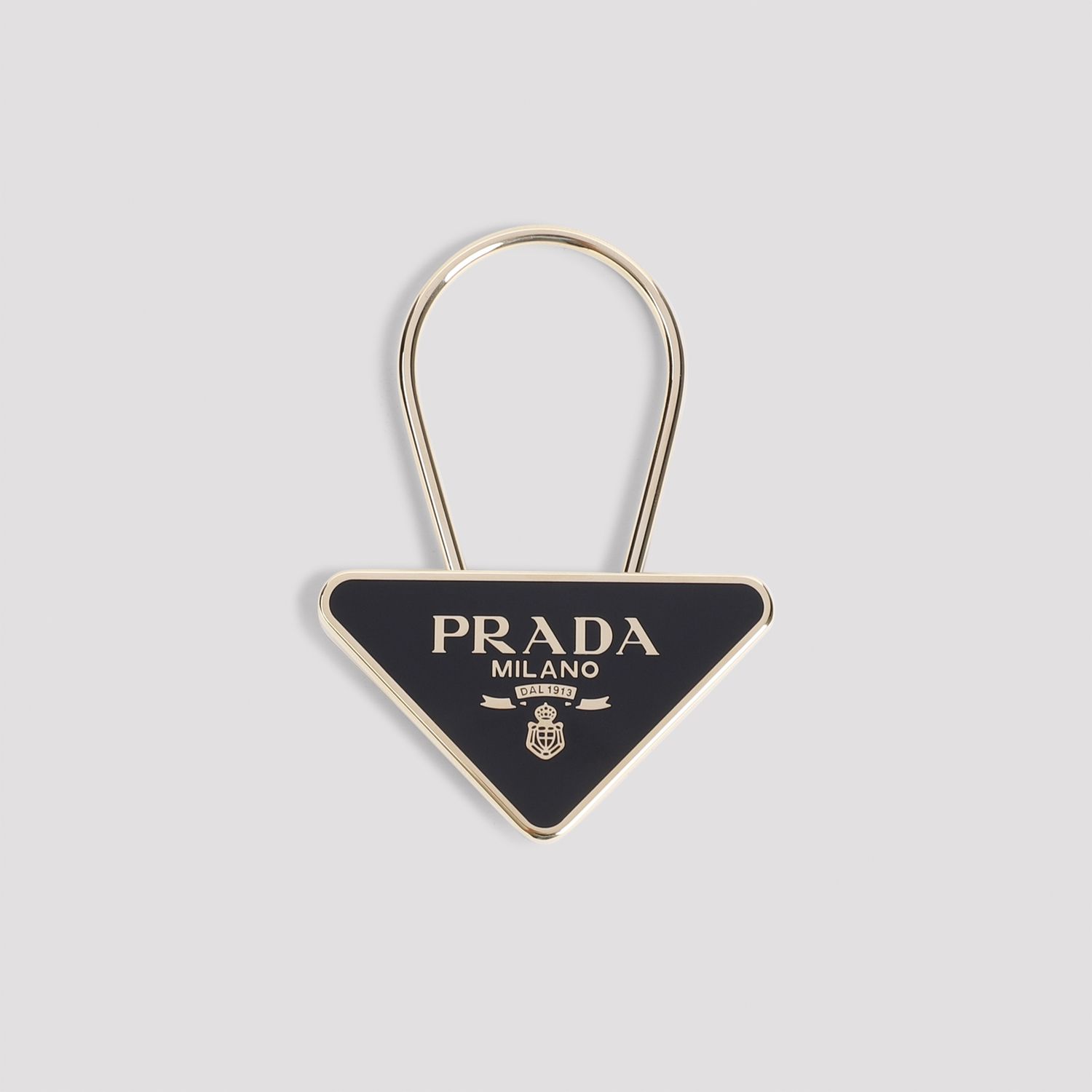 Prada Black/Gold Enamelled Metal Key Ring