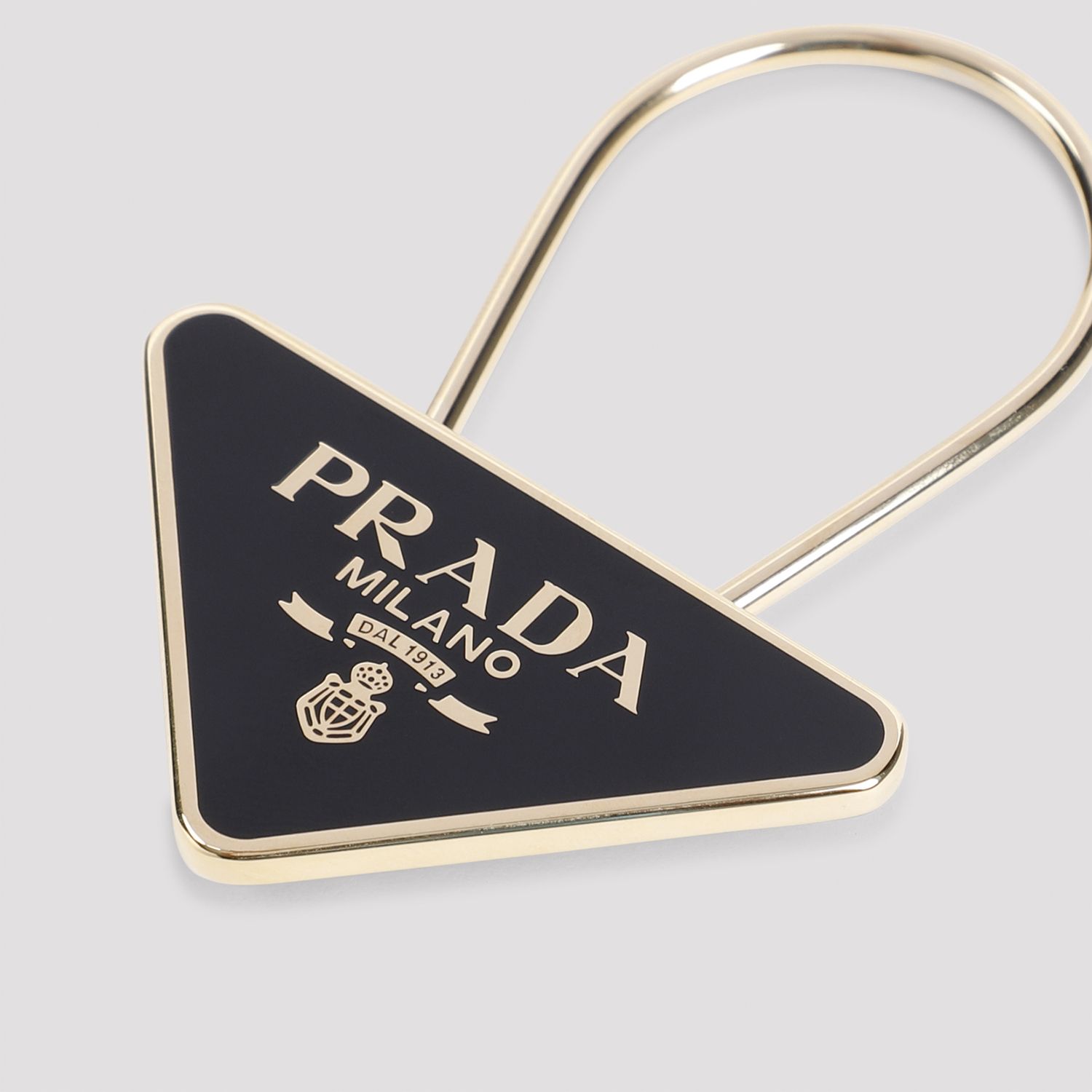 Prada Black/Gold Enamelled Metal Key Ring