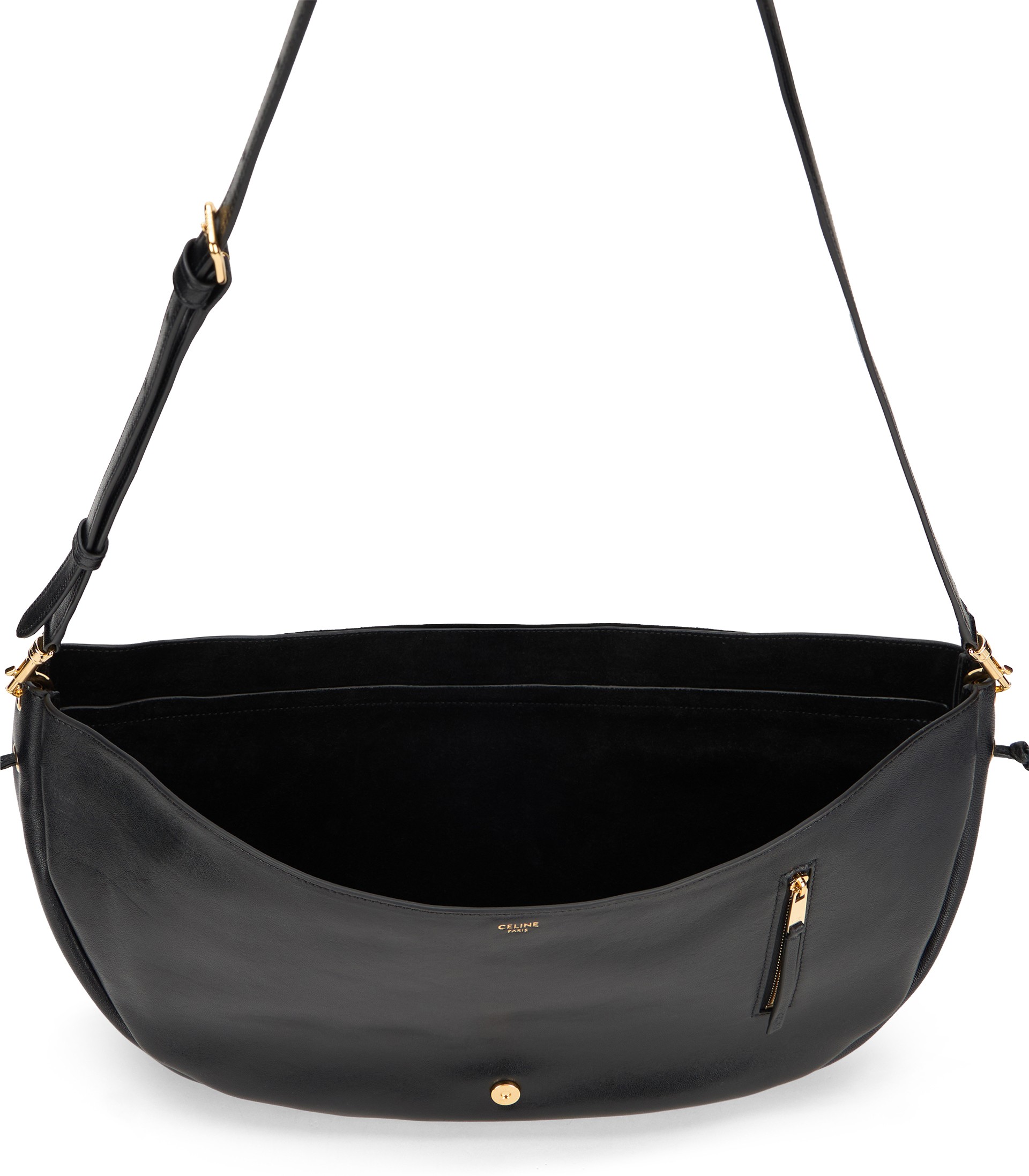 Celine Black Halfmoon Soft Lamb Leather Handbag