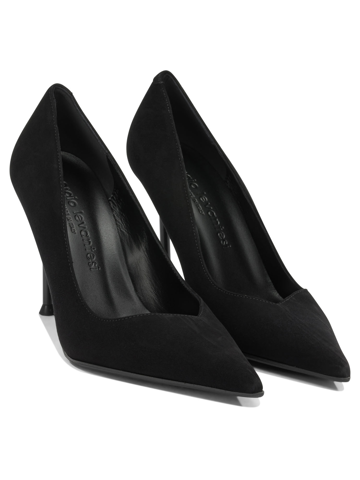 Sergio Levantesi Black Leather Rubber Pumps