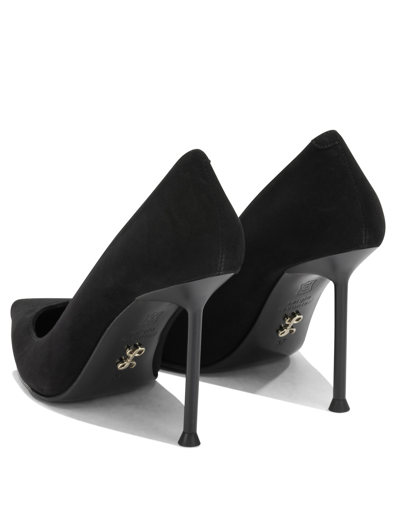 Sergio Levantesi Black Leather Rubber Pumps
