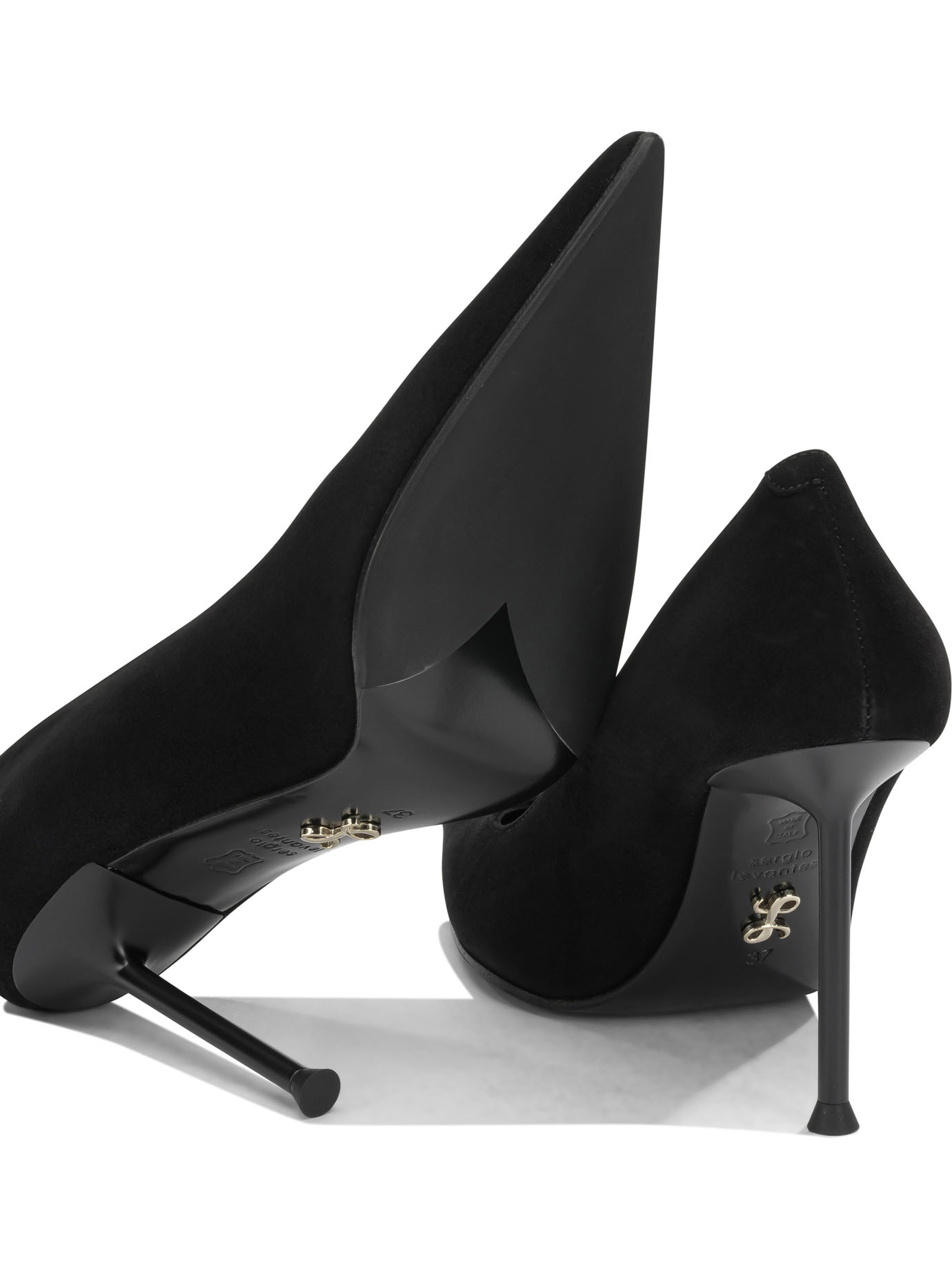 Sergio Levantesi Black Leather Rubber Pumps