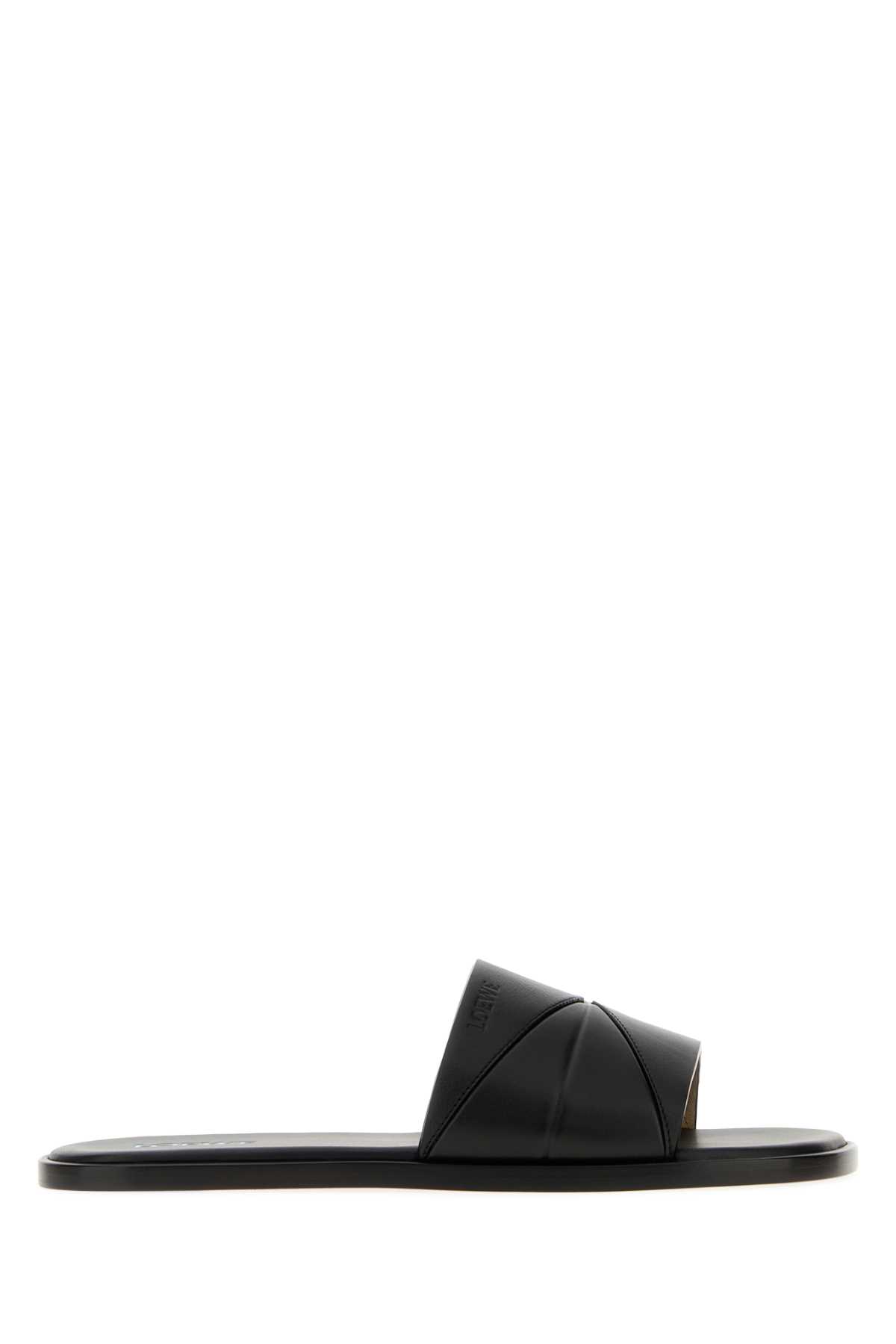 Loewe Black Leather Slippers