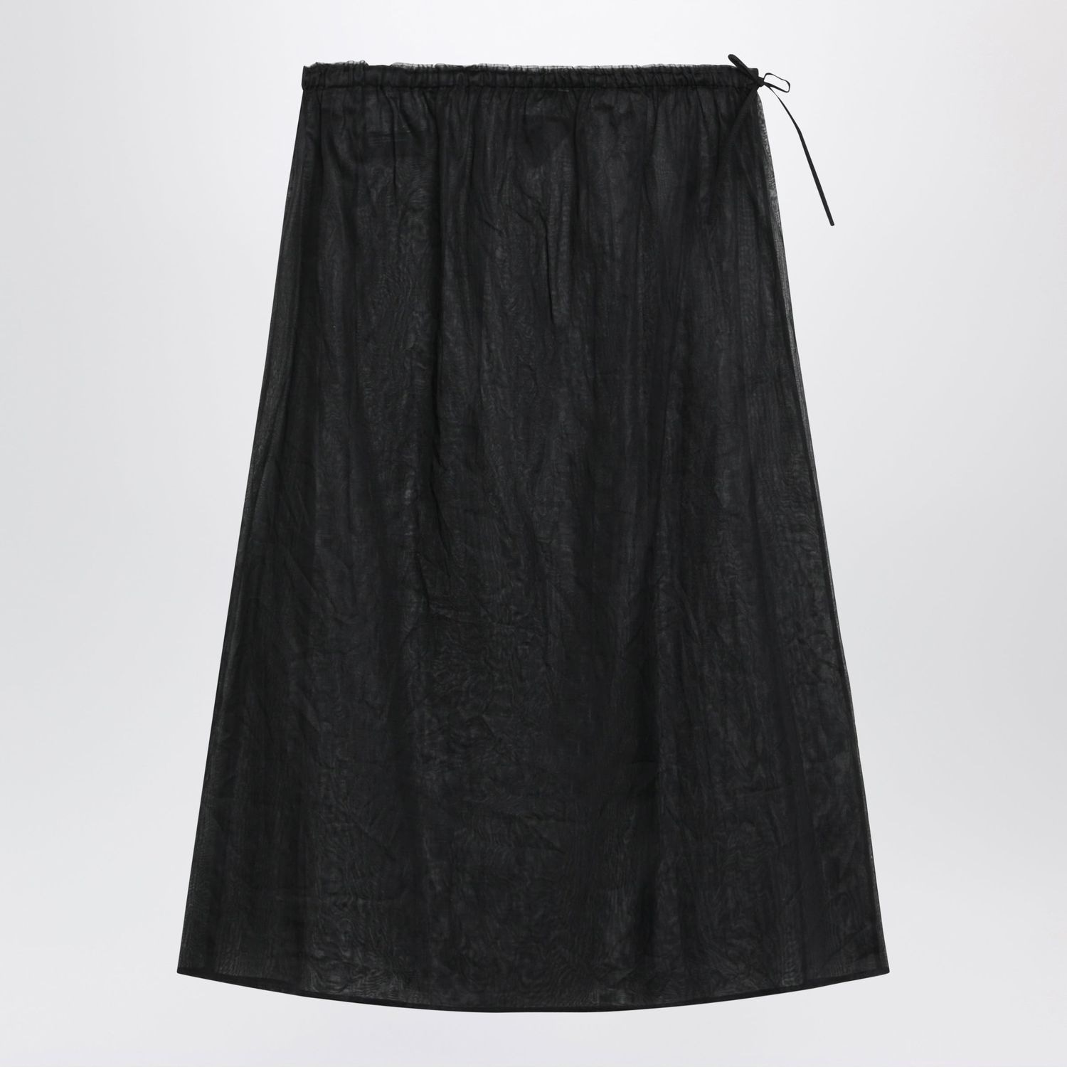 Prada Black Midi Skirt In Cotton Organdy