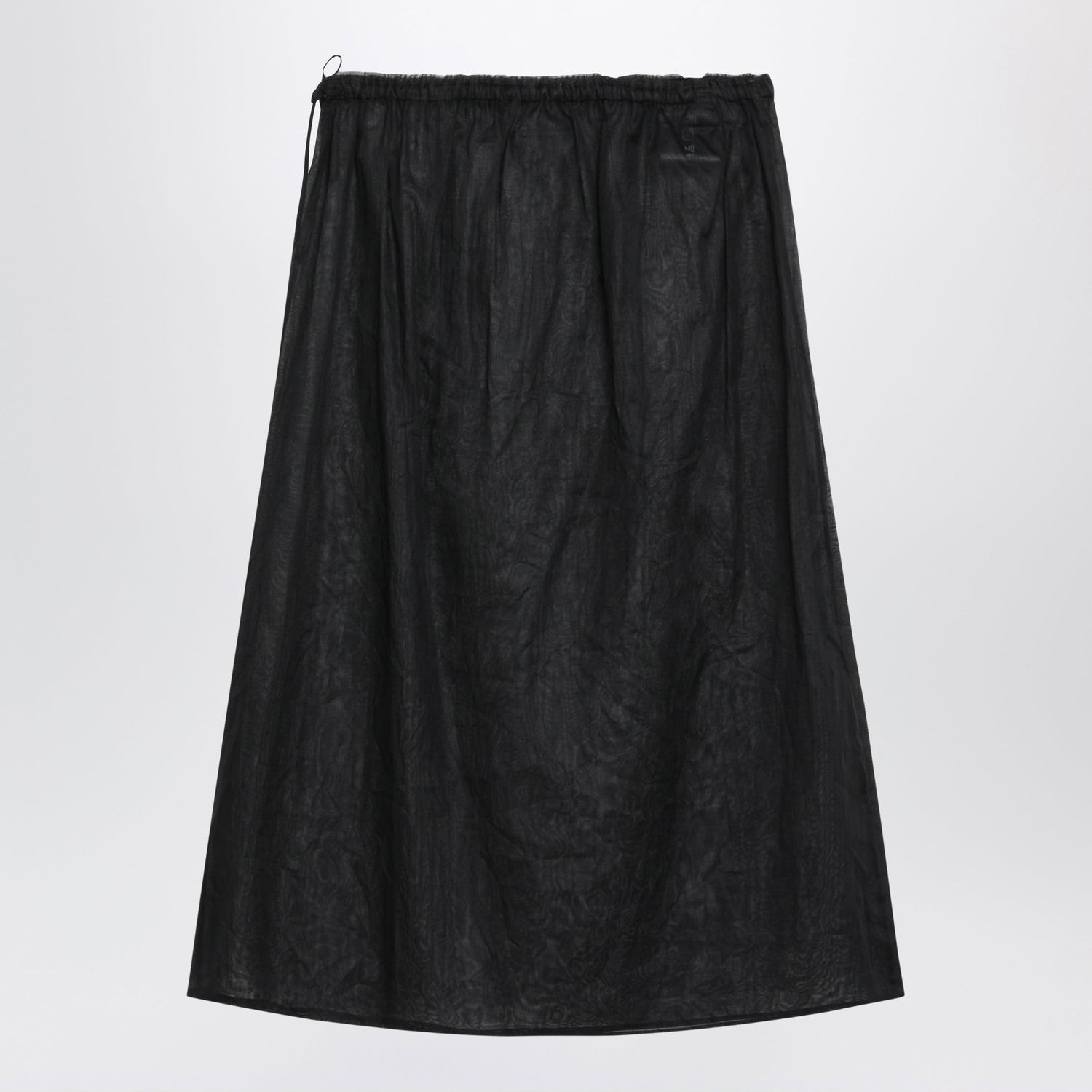 Prada Black Midi Skirt In Cotton Organdy
