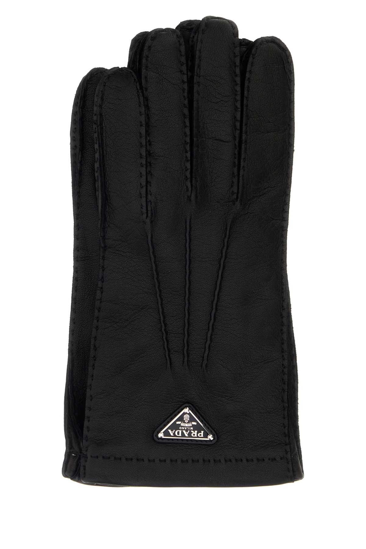 Prada Black Nappa Leather Gloves