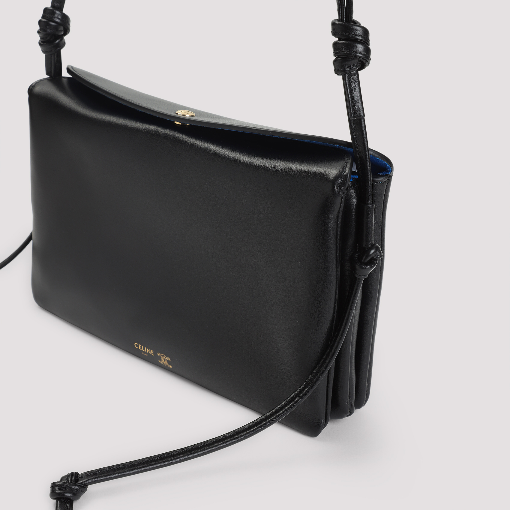 Celine Black Trio Lamb Leather Shoulder Bag