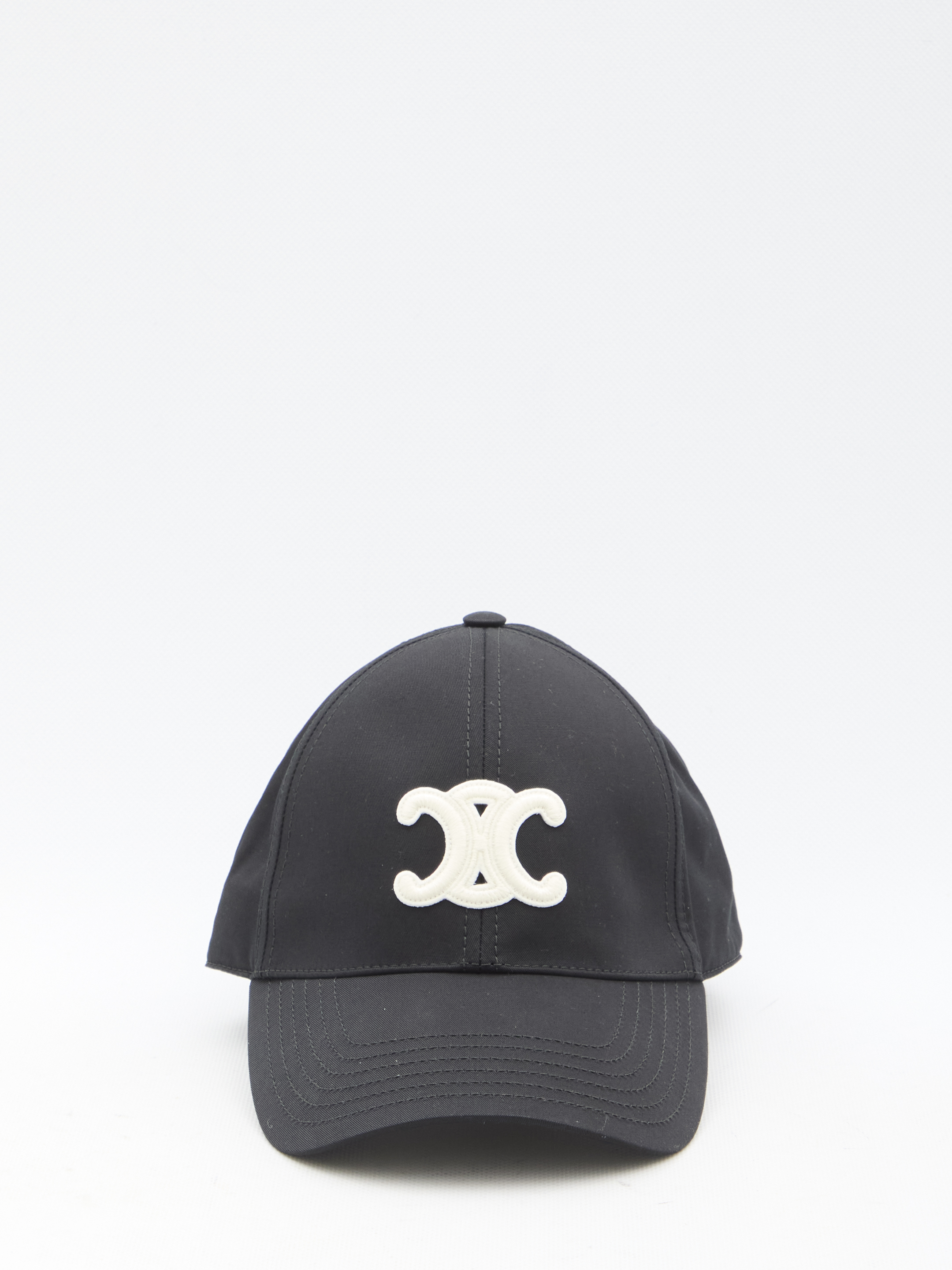 Celine Black Triomphe Cotton Baseball Hat