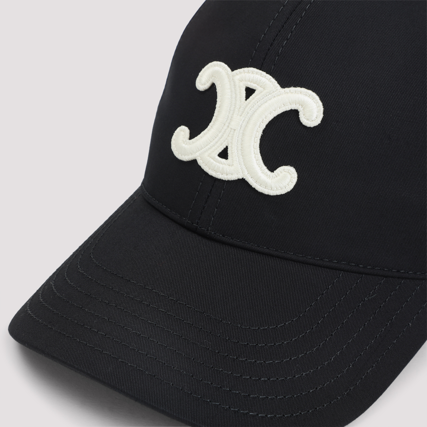 Celine Black Triomphe Cotton Baseball Hat
