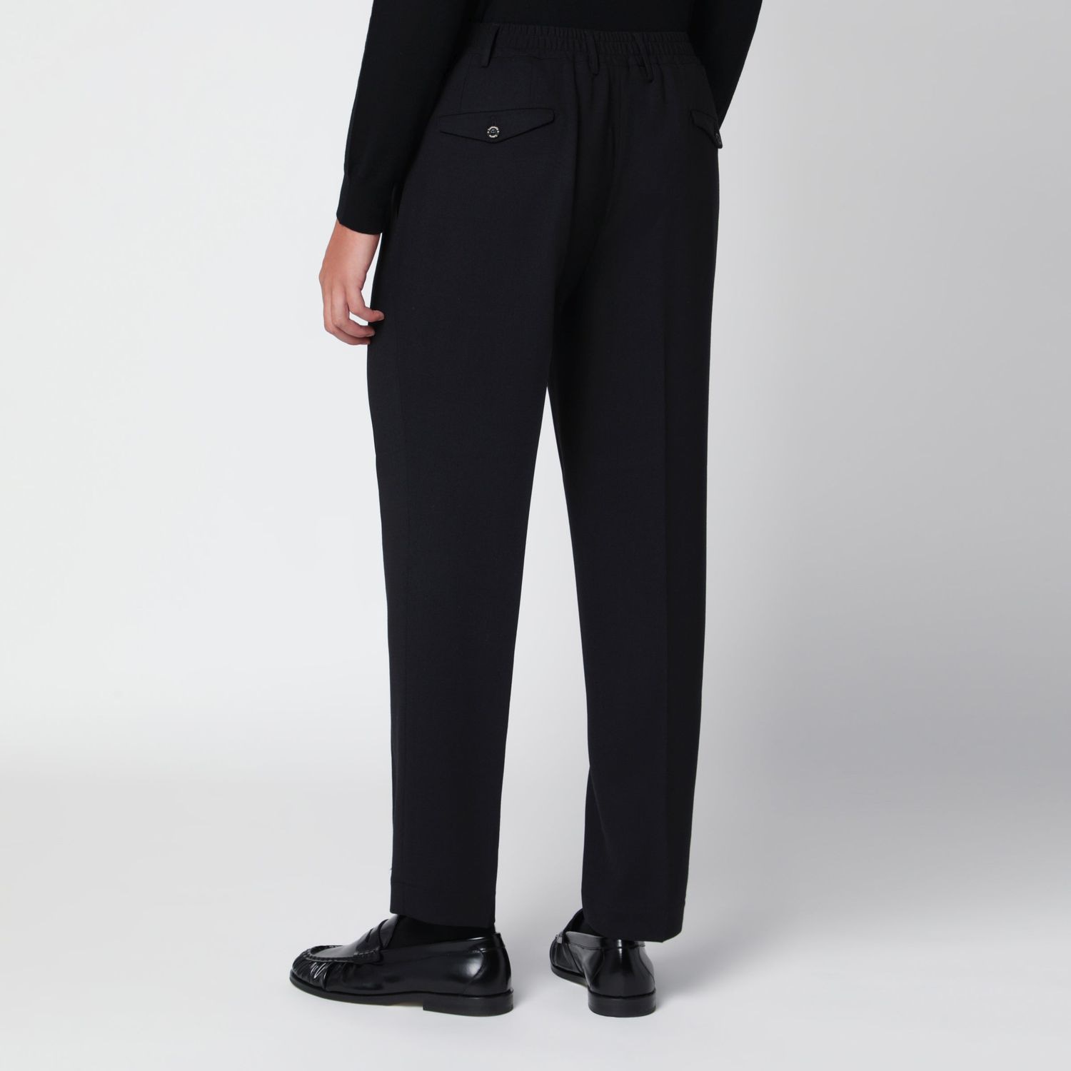 Santaniello Black Trousers In Wool Blend