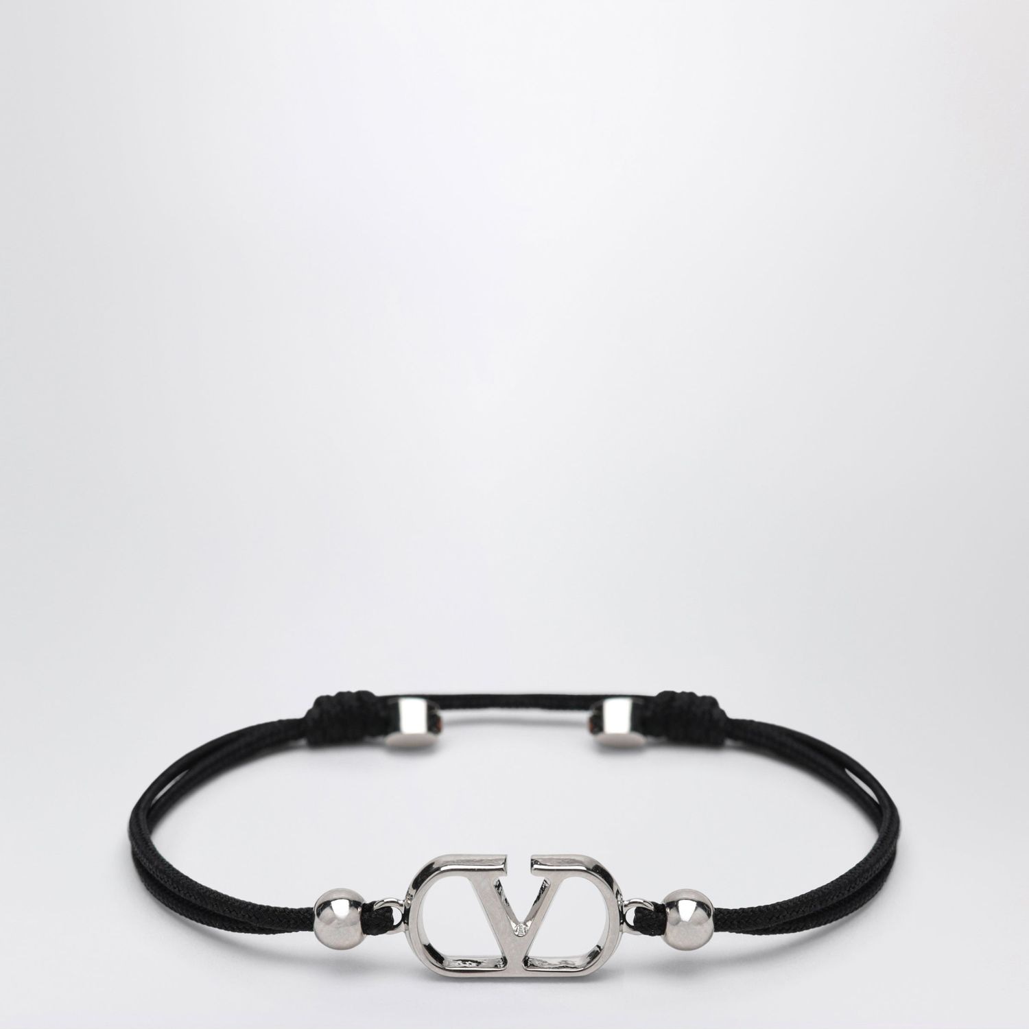 Valentino Garavani Black Vlogo Signature Cord Bracelet
