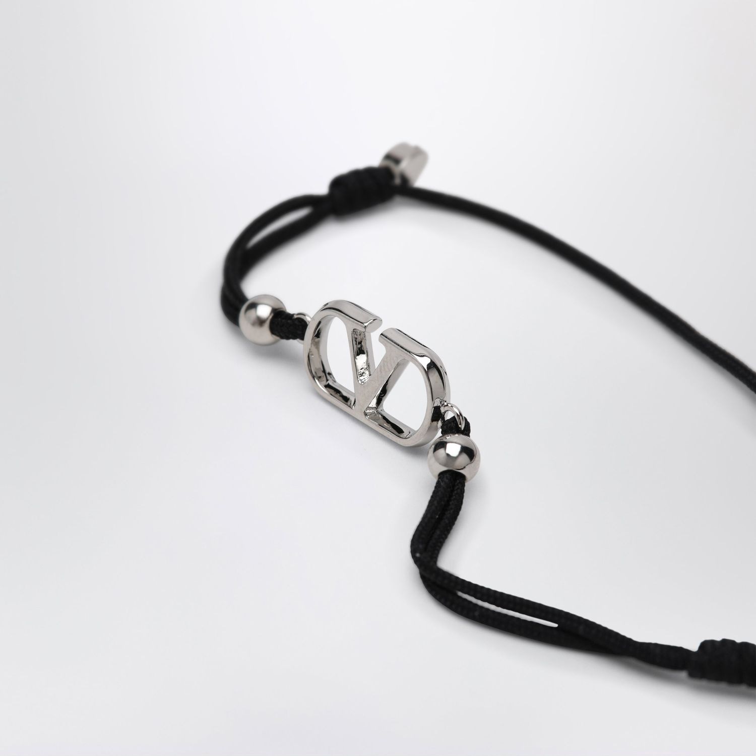 Valentino Garavani Black Vlogo Signature Cord Bracelet