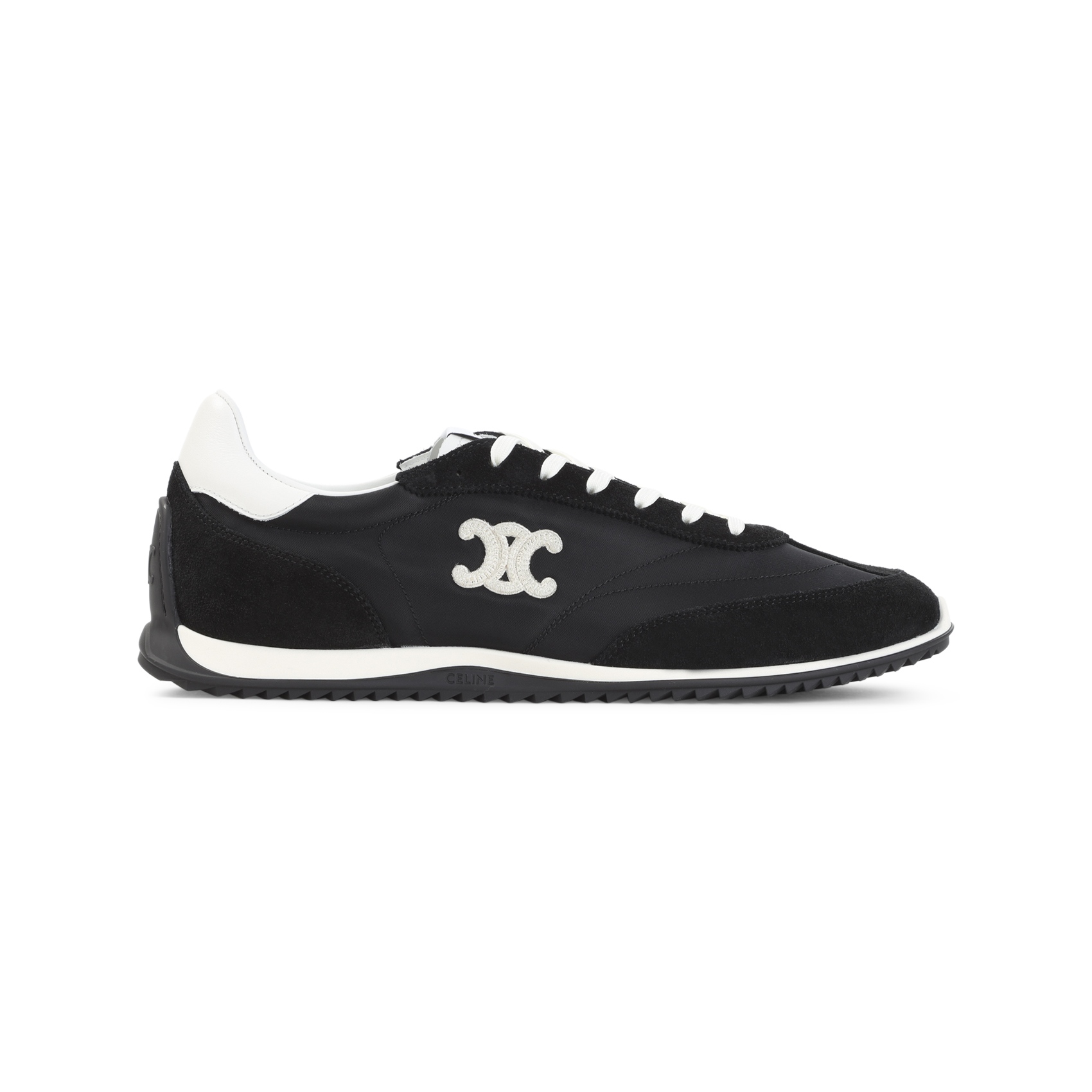 Celine Black White Suede Calf Leather Low Lace-