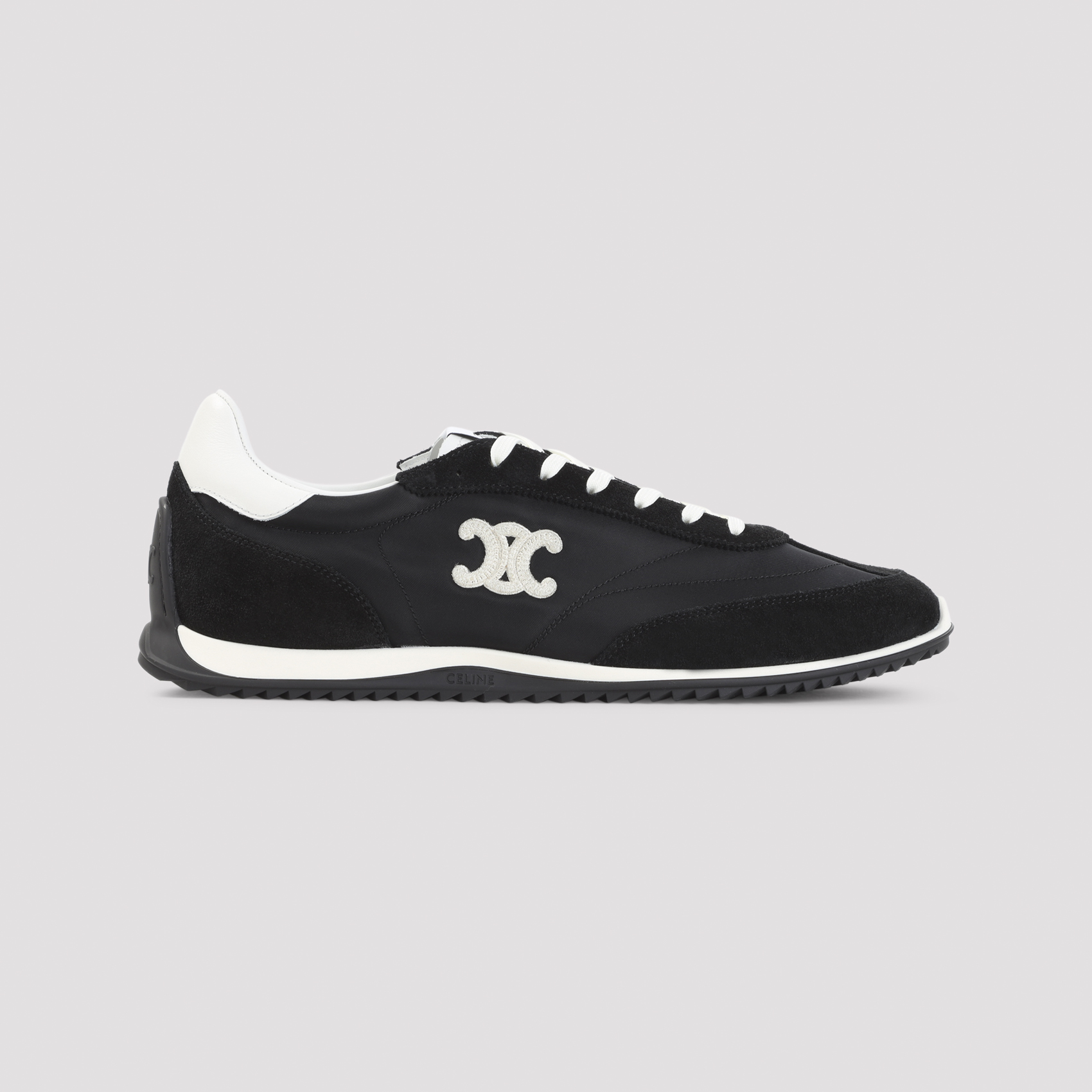 Celine Black White Suede Calf Leather Low Lace-