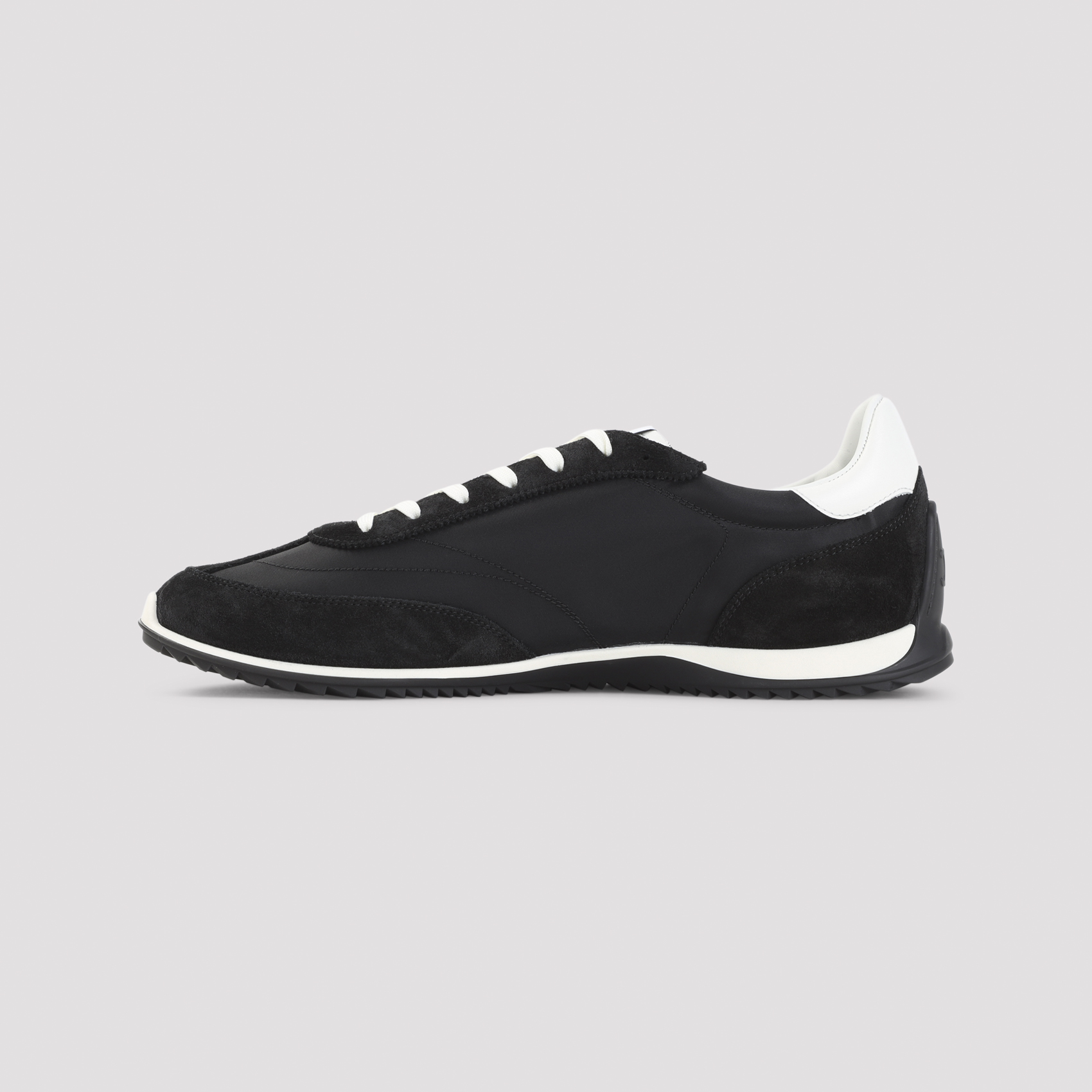 Celine Black White Suede Calf Leather Low Lace-