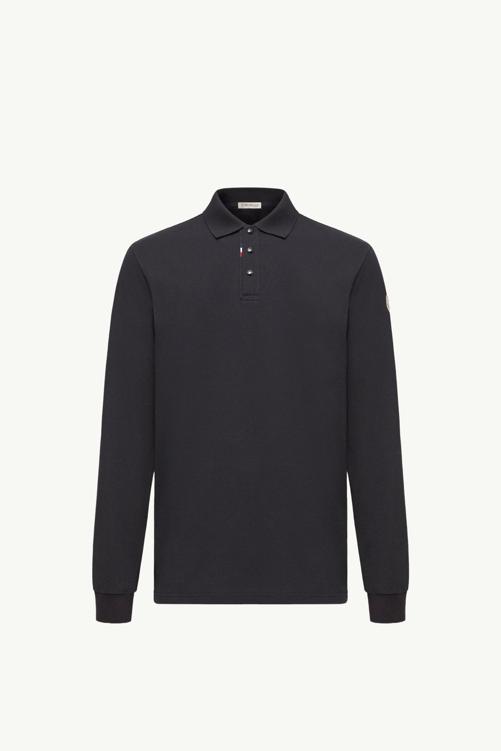 Moncler Blue Cotton Ls Polo