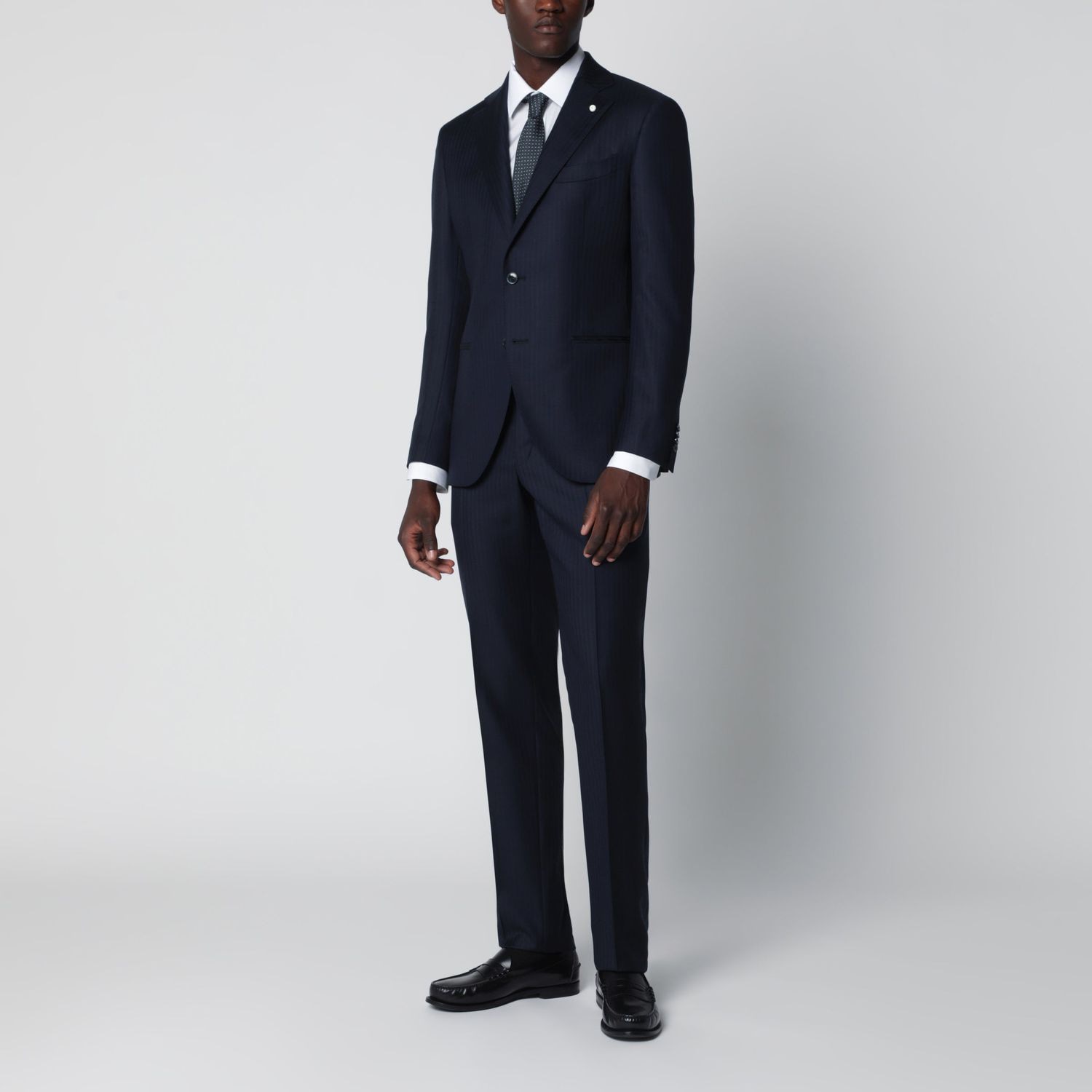 Luigi Bianchi Mantova Blue Pinstripe Singlebreasted Wool Suit