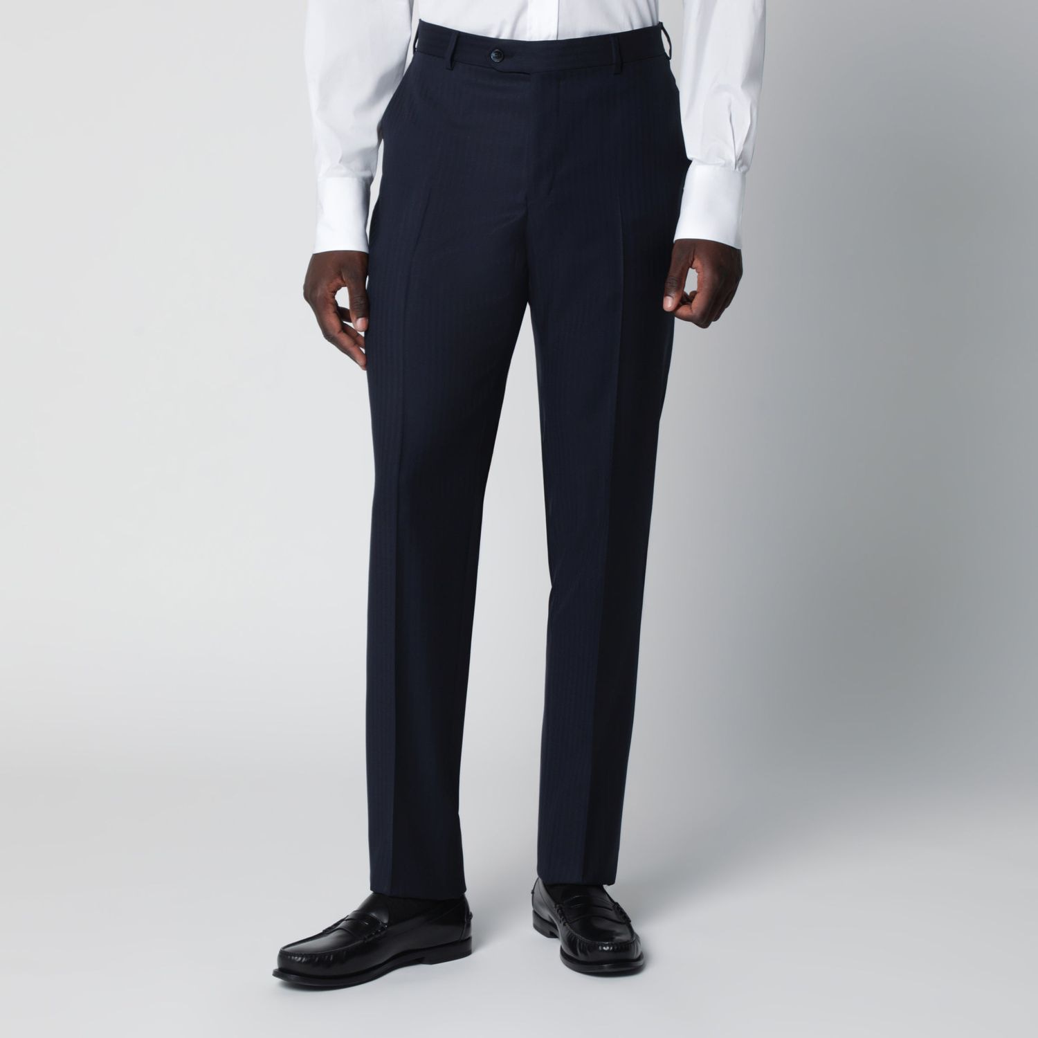 Luigi Bianchi Mantova Blue Pinstripe Singlebreasted Wool Suit