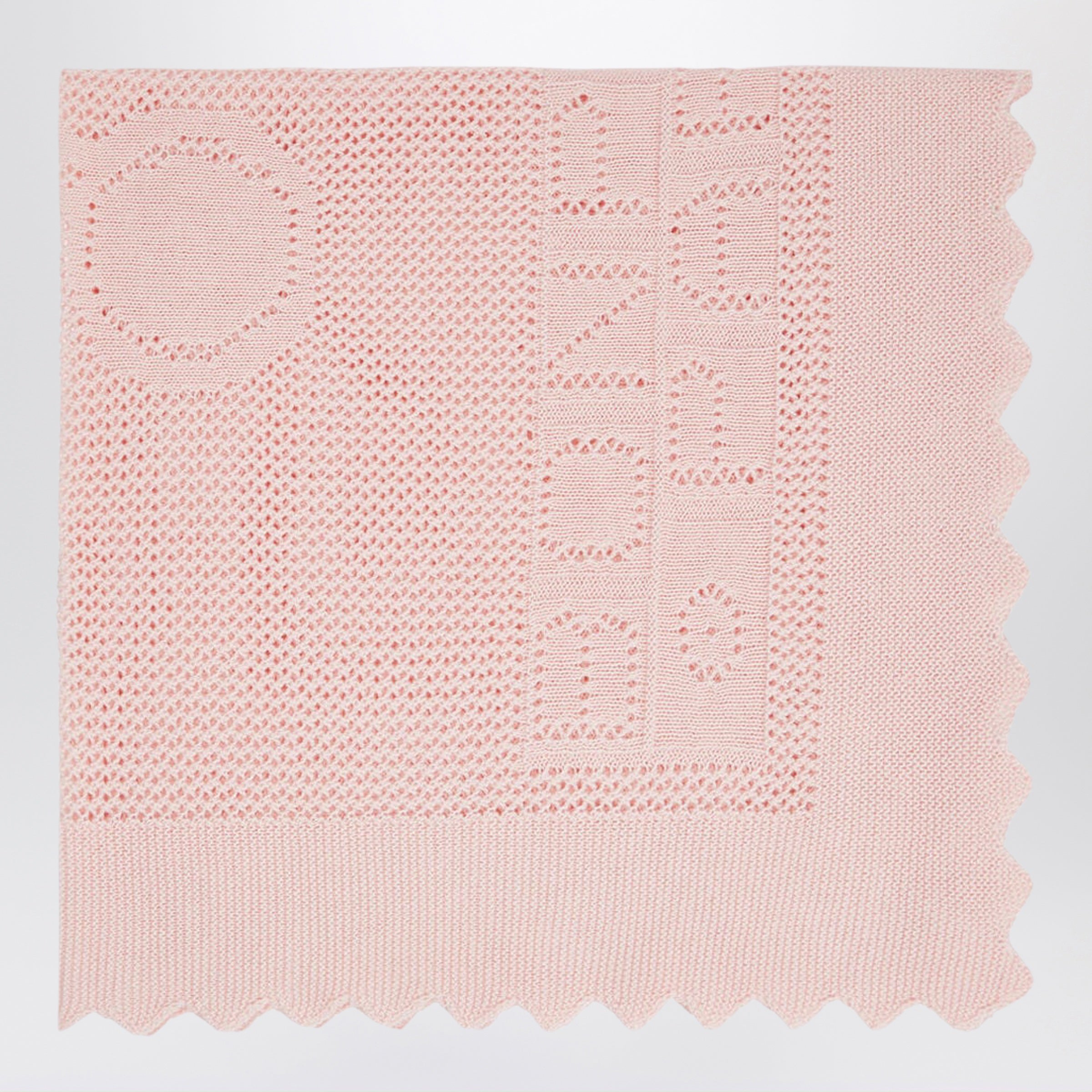 Bonpoint Pale Pink Cotton And Wool Shawl