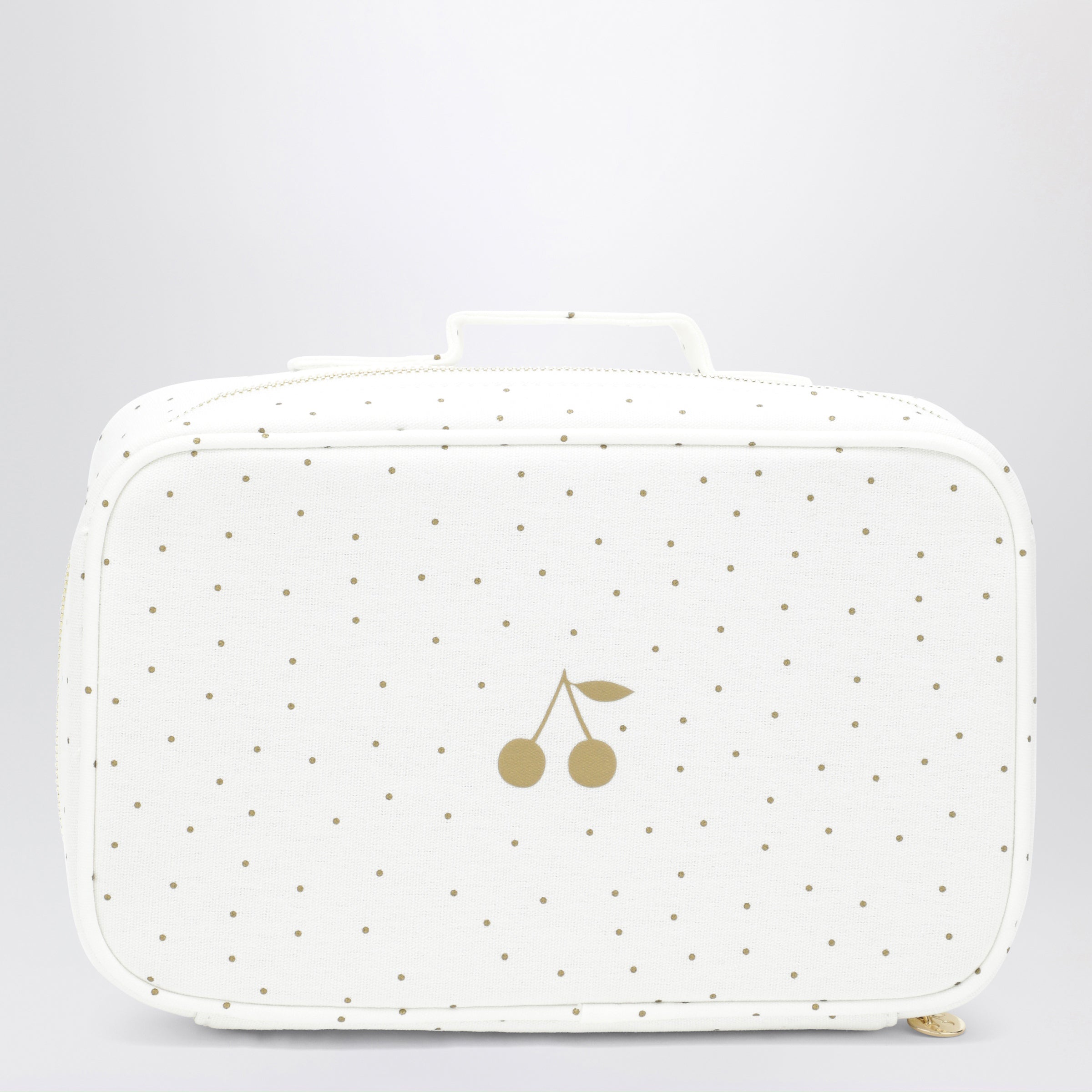 Bonpoint White Beauty Case With Gold Polka Dots