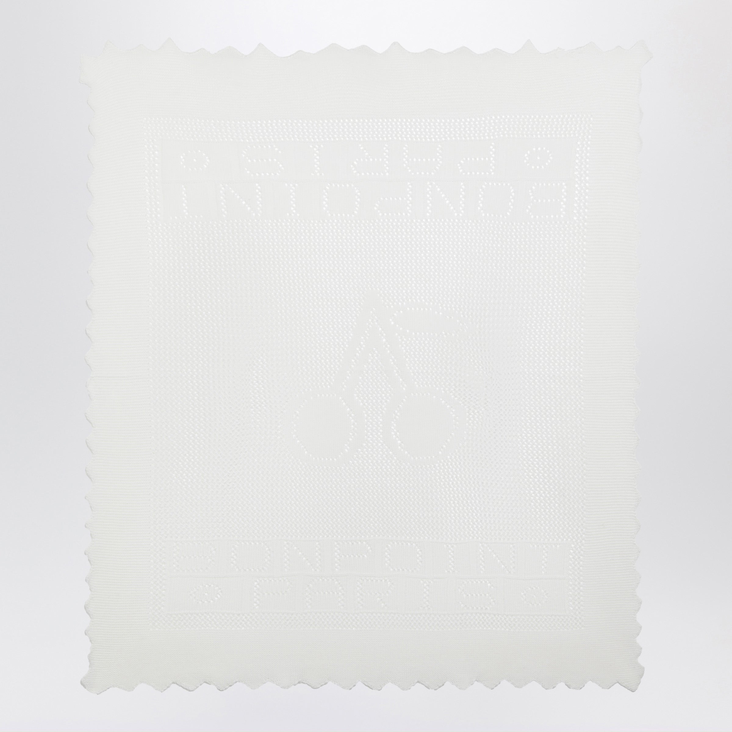 Bonpoint White Shawl In Cotton And Wool Blend