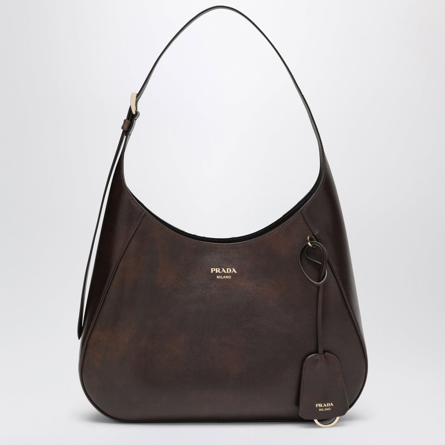 Prada Boogie Medium Brown Leather Hobo Bag