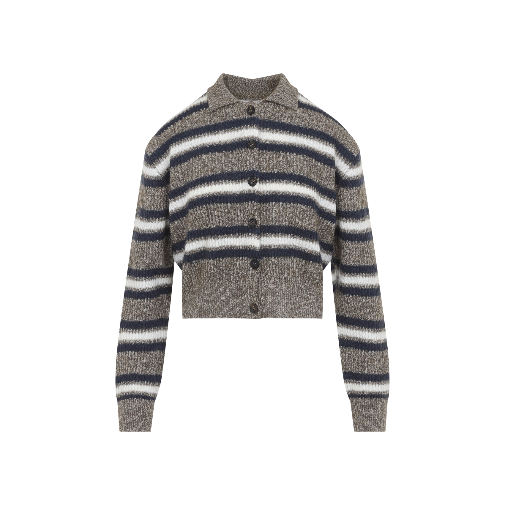 Brunello Cucinelli Brown Blue Striped Sweater