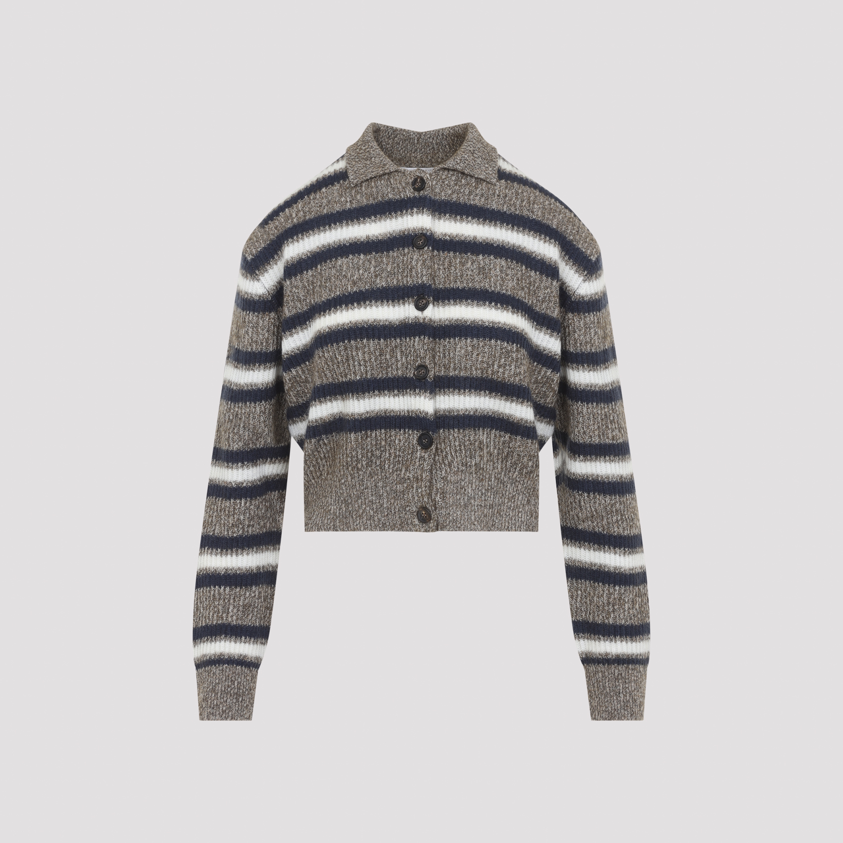 Brunello Cucinelli Brown Blue Striped Sweater