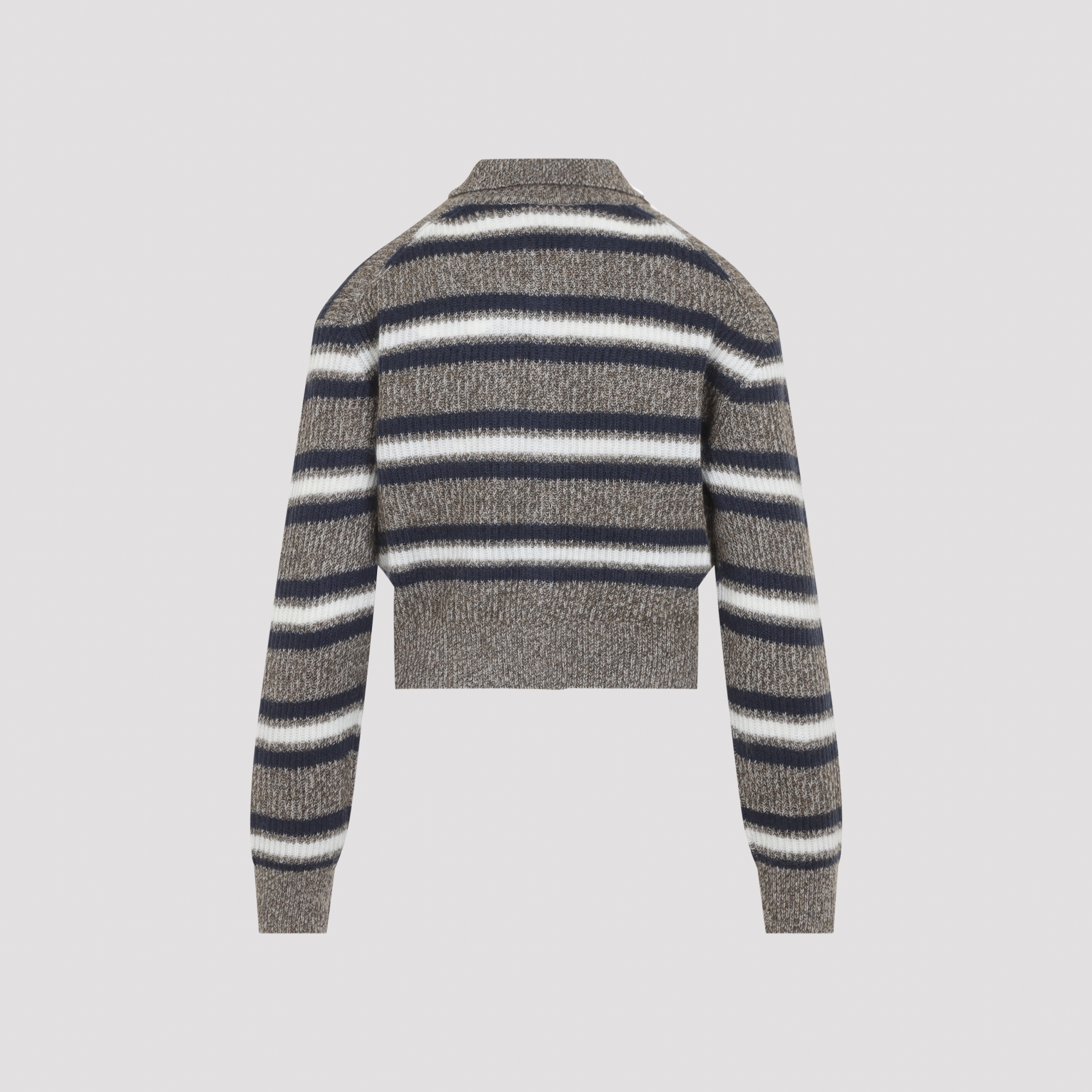 Brunello Cucinelli Brown Blue Striped Sweater