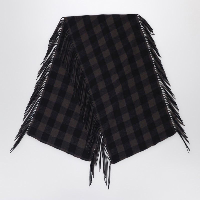 Destin Brown Check Wool And Cashmere Shawl