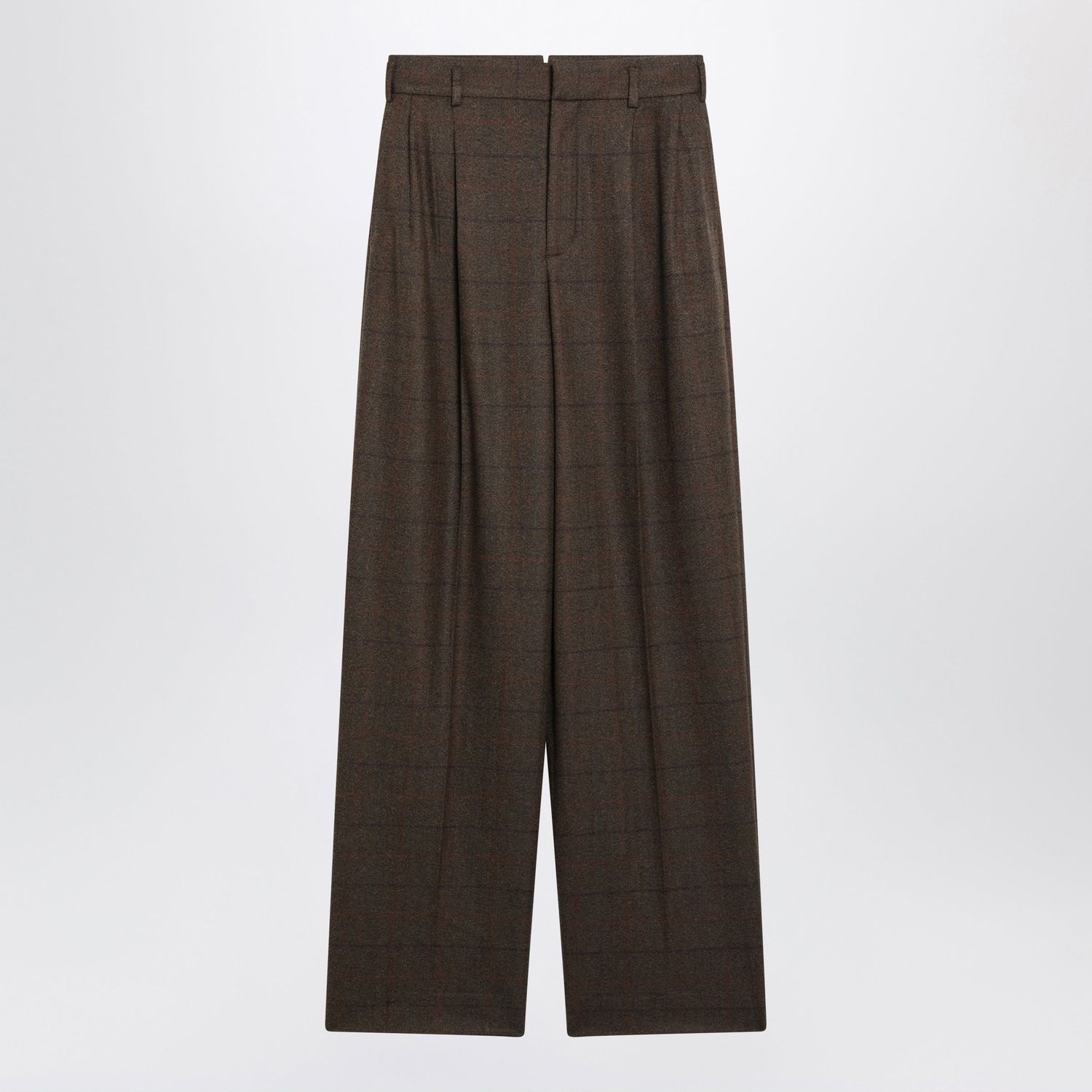 Loro piana Brown Checkpattern Trousers In Wool And 