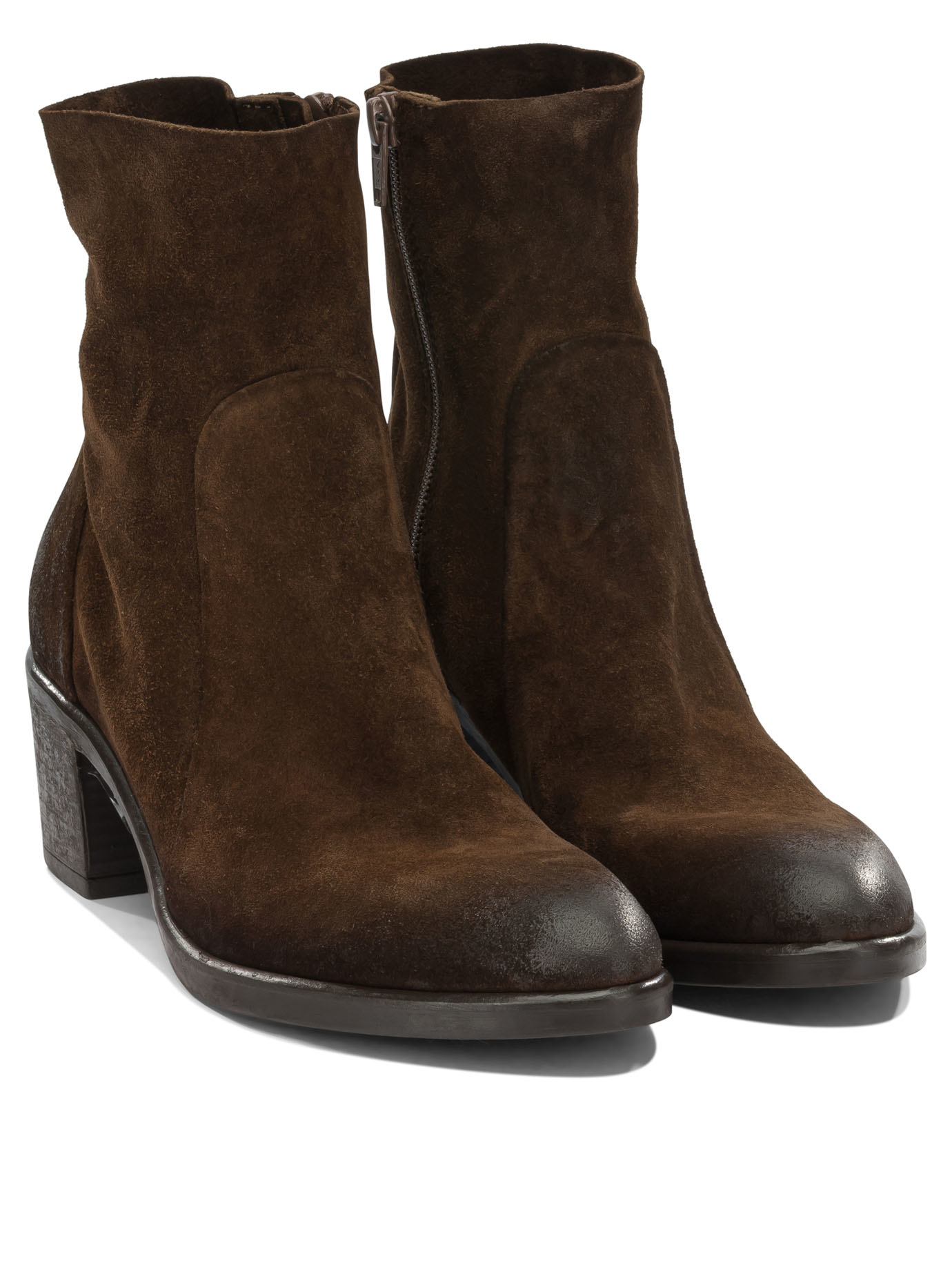 Strategia Brown Leather Rubber Boots Ankle
