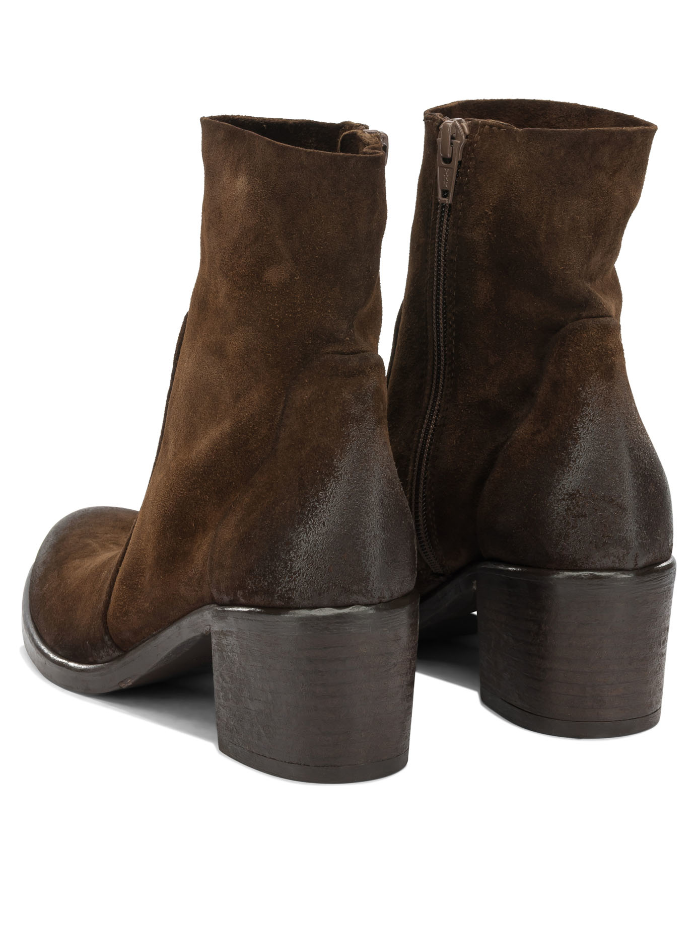 Strategia Brown Leather Rubber Boots Ankle