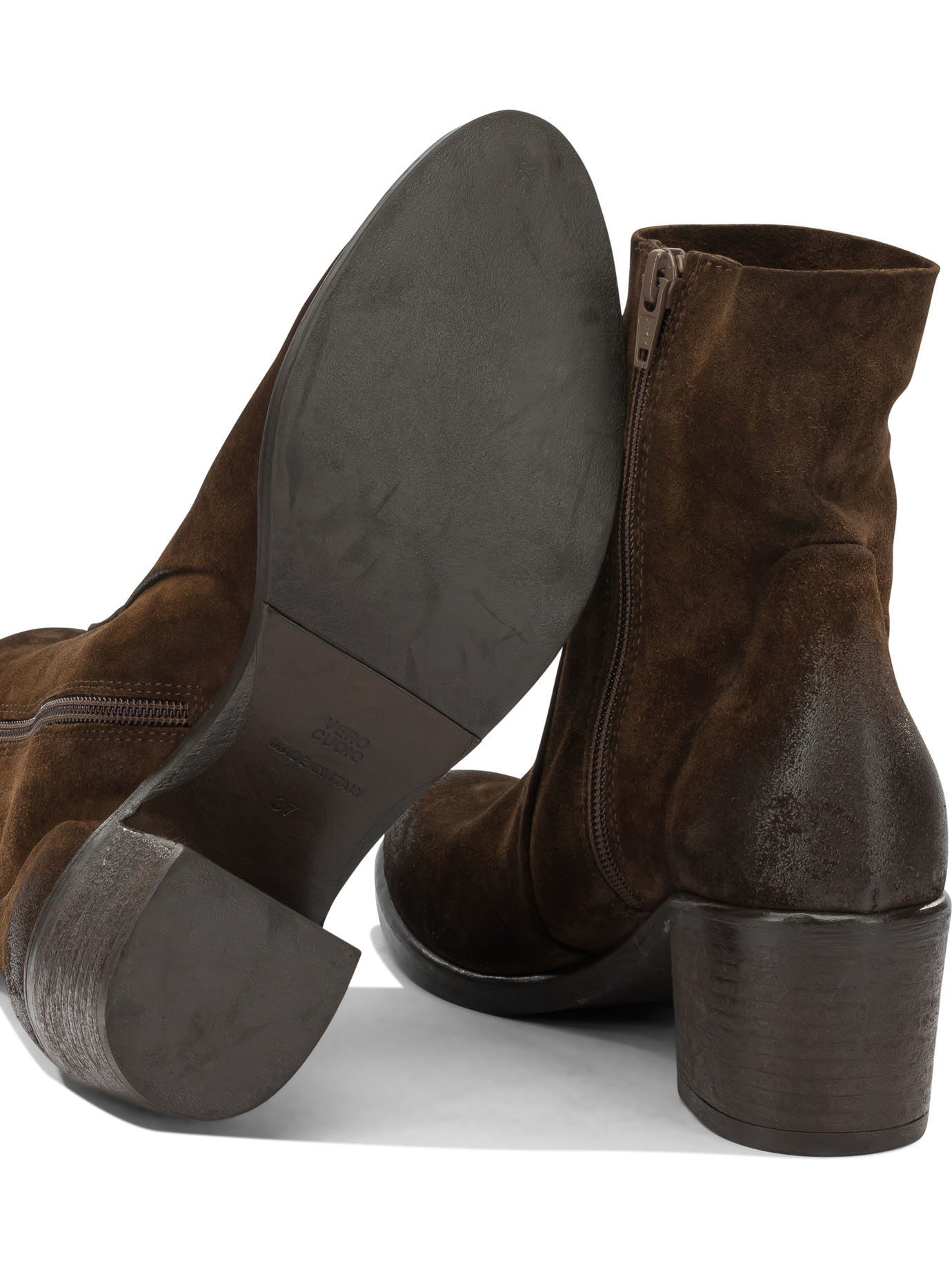 Strategia Brown Leather Rubber Boots Ankle