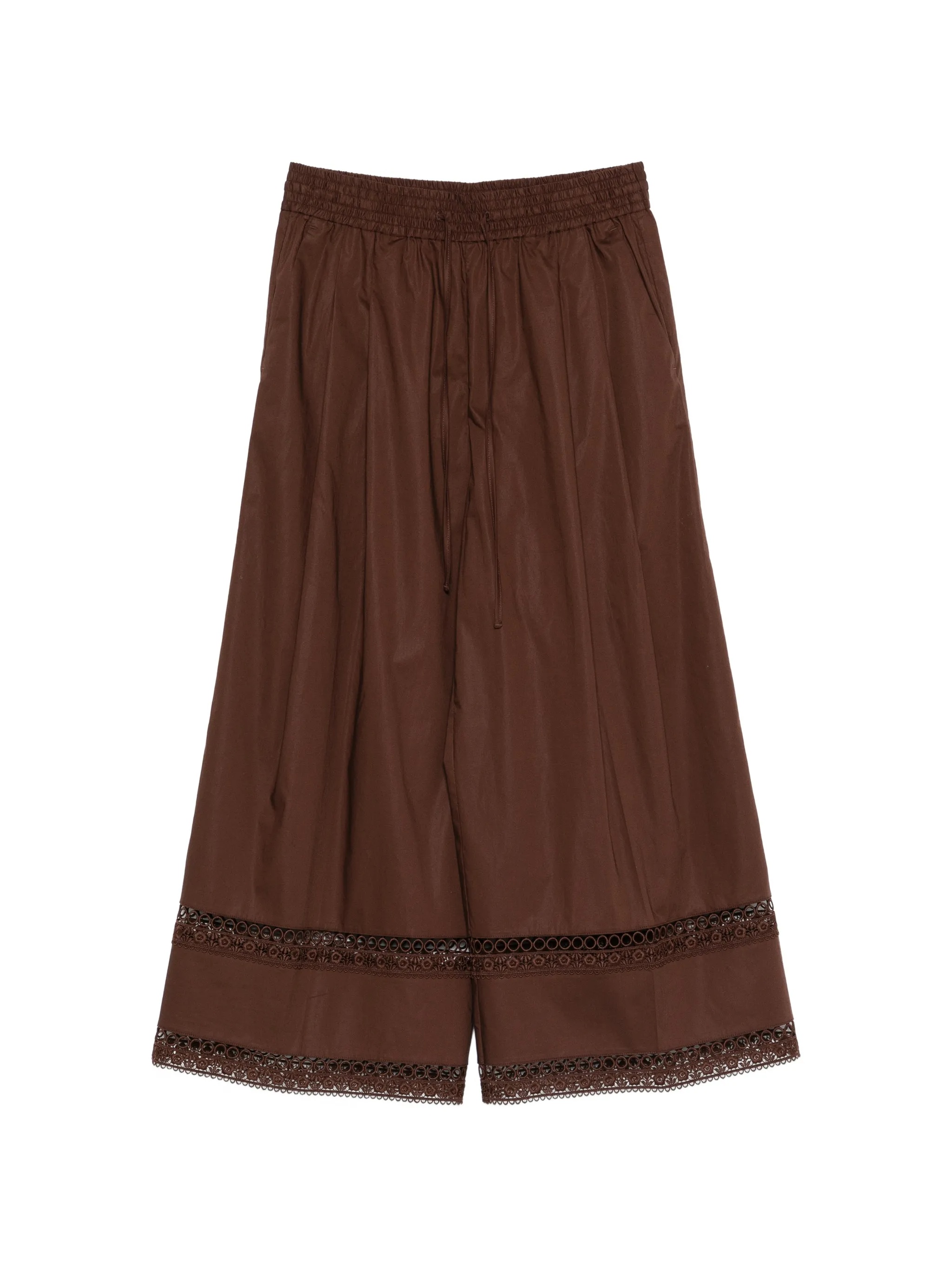 Twin-Set Brown Polyamide Pantaloni Wide Leg Pants