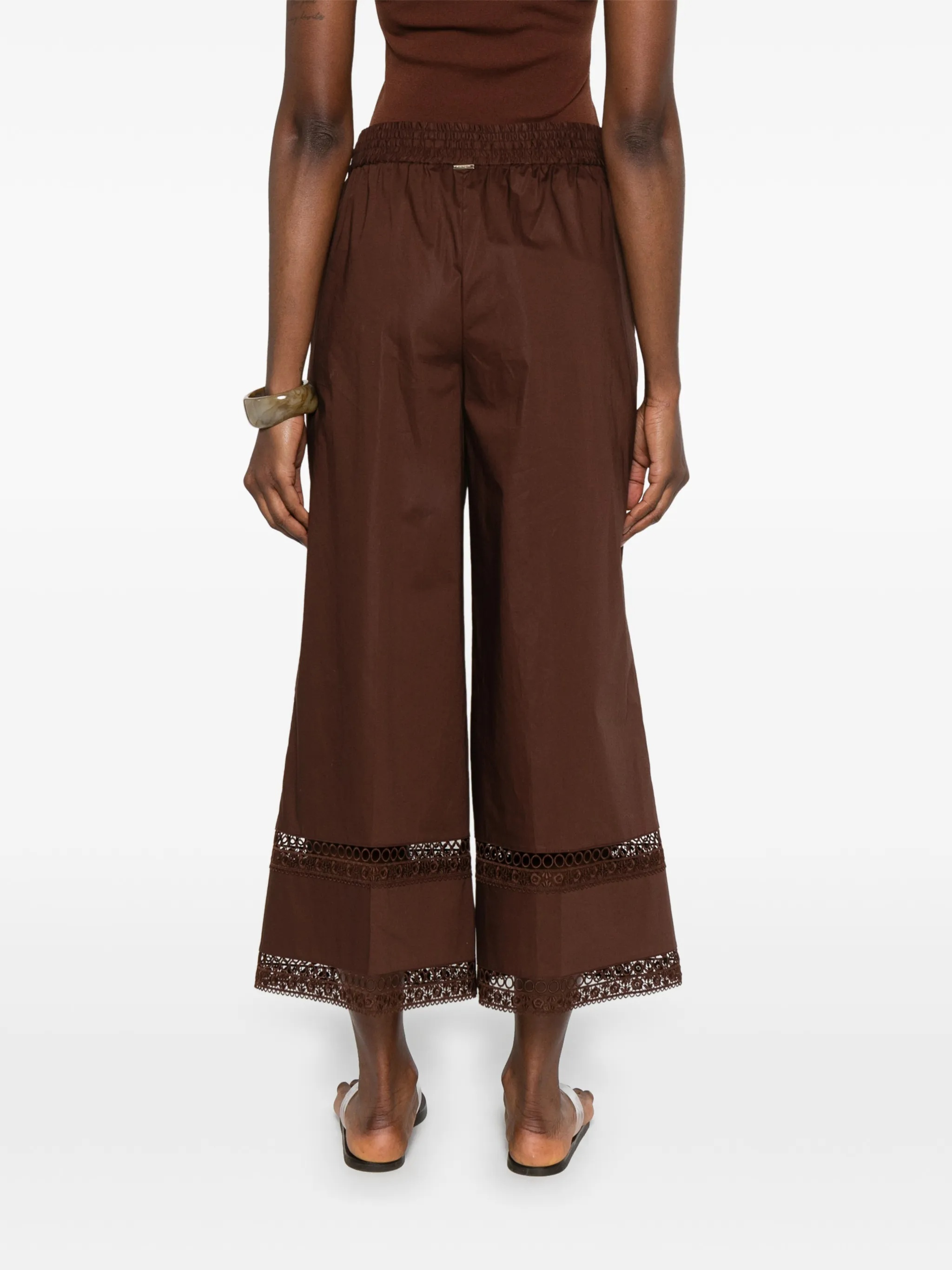 Twin-Set Brown Polyamide Pantaloni Wide Leg Pants
