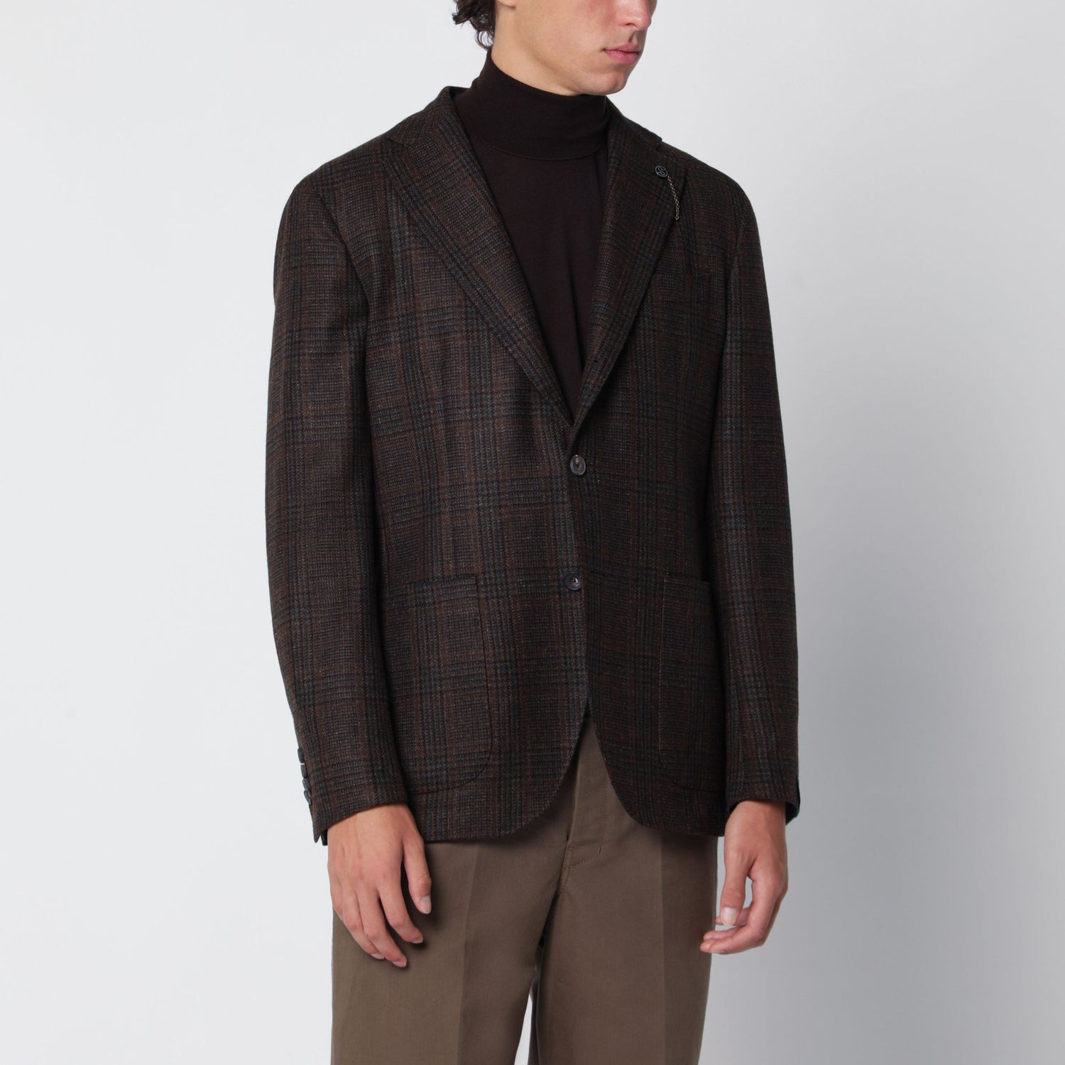 Santaniello Brown Singlebreasted Jacket With Prince 