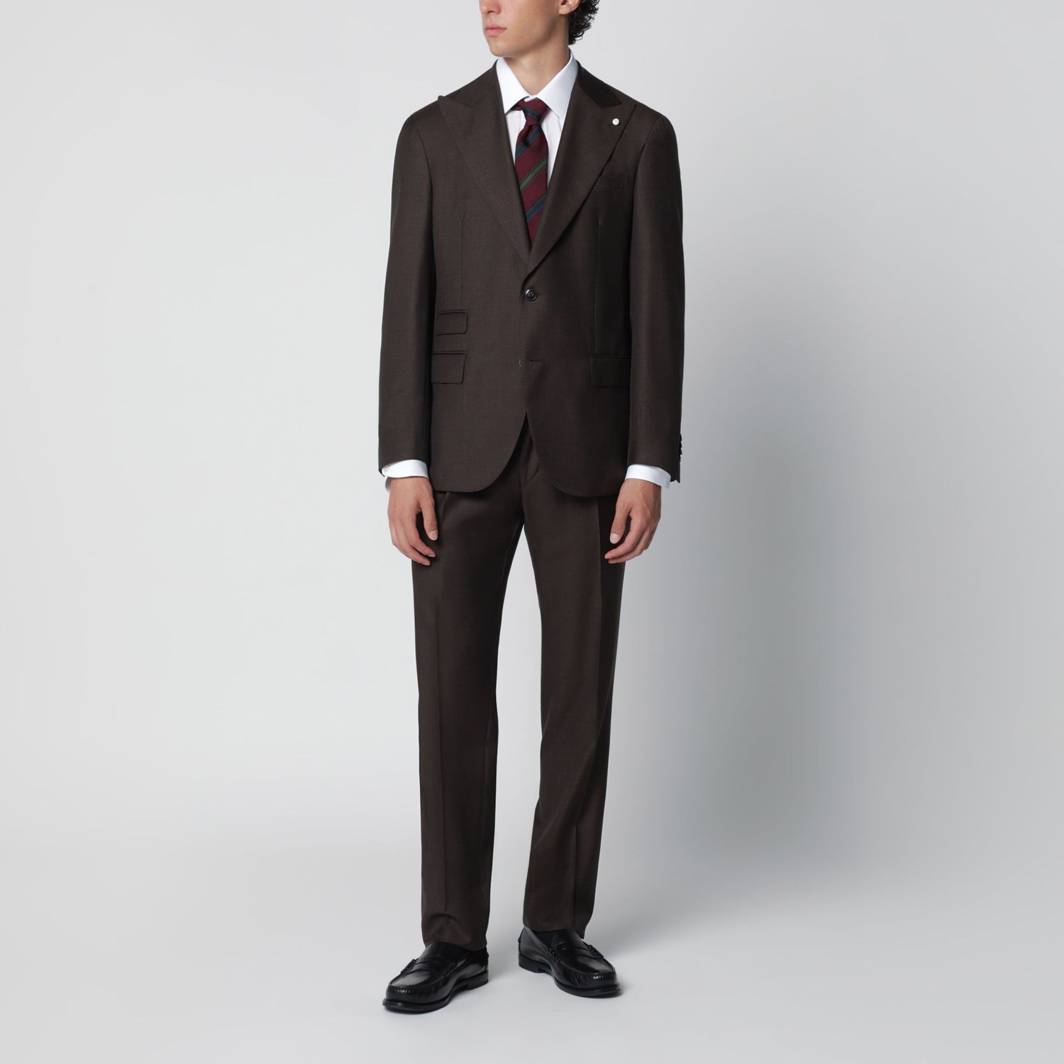 Luigi Bianchi Mantova Brown Singlebreasted Wool Suit