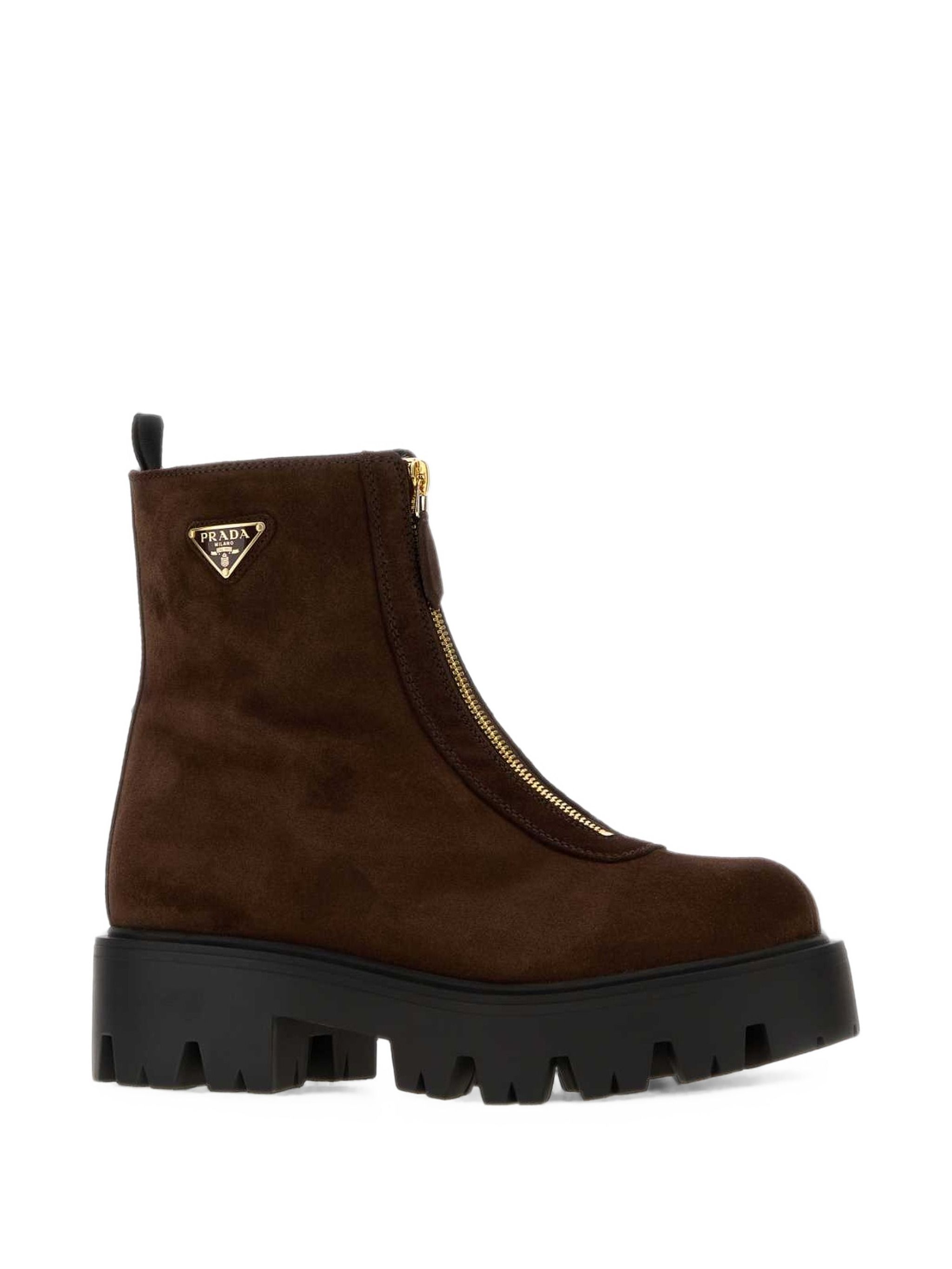 Prada Brown Suede Ankle Boots