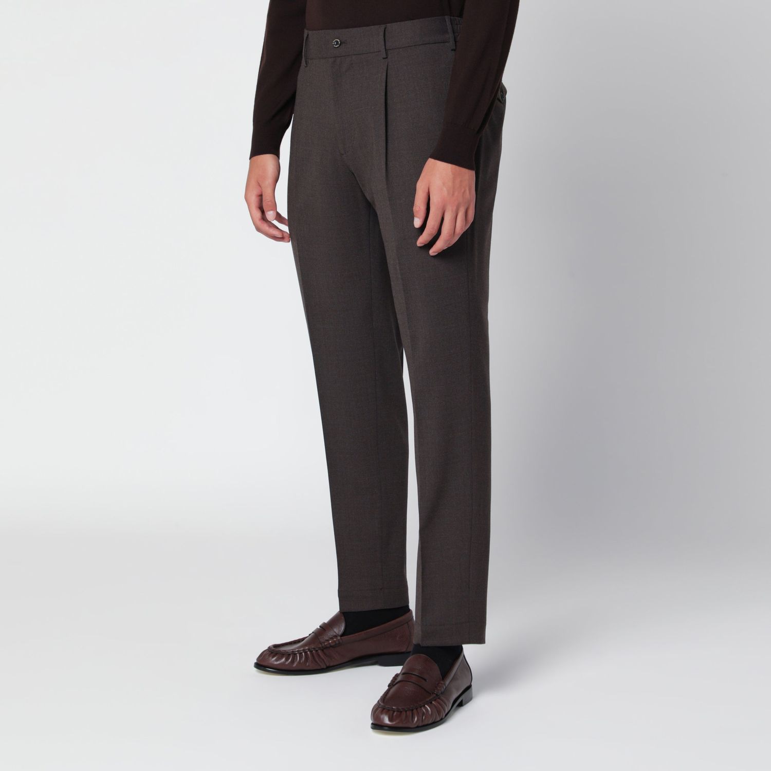 Santaniello Brown Trousers In Wool Blend