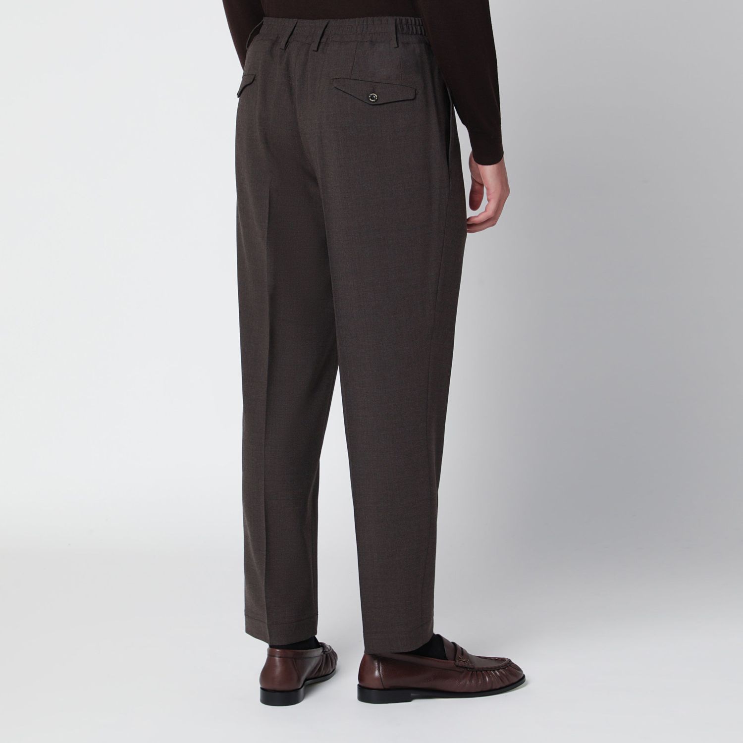 Santaniello Brown Trousers In Wool Blend