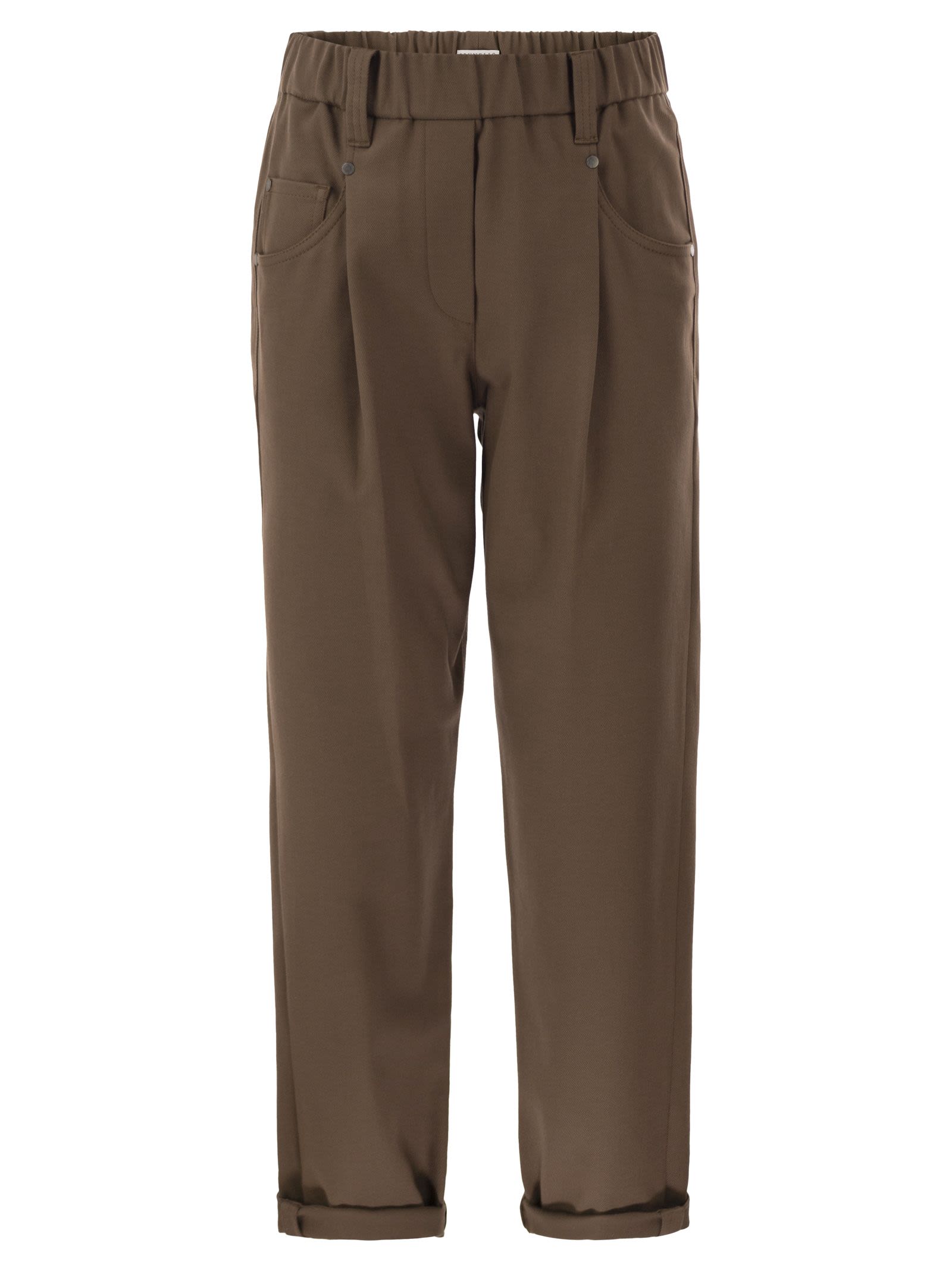 Brunello Cucinelli Baggy Trousers In Stretch Cotton Cover-U