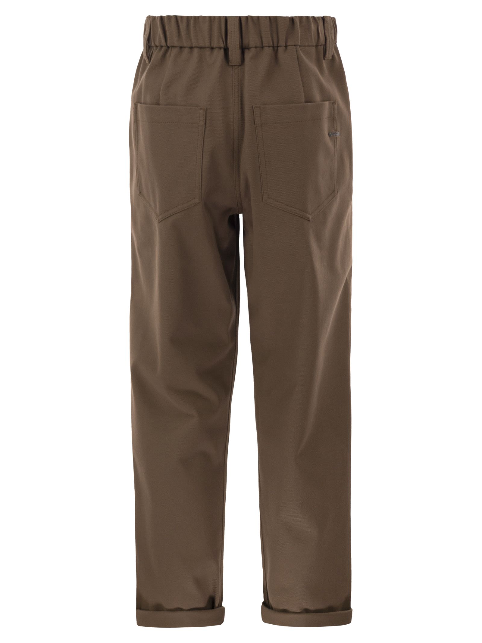 Brunello Cucinelli Baggy Trousers In Stretch Cotton Cover-U