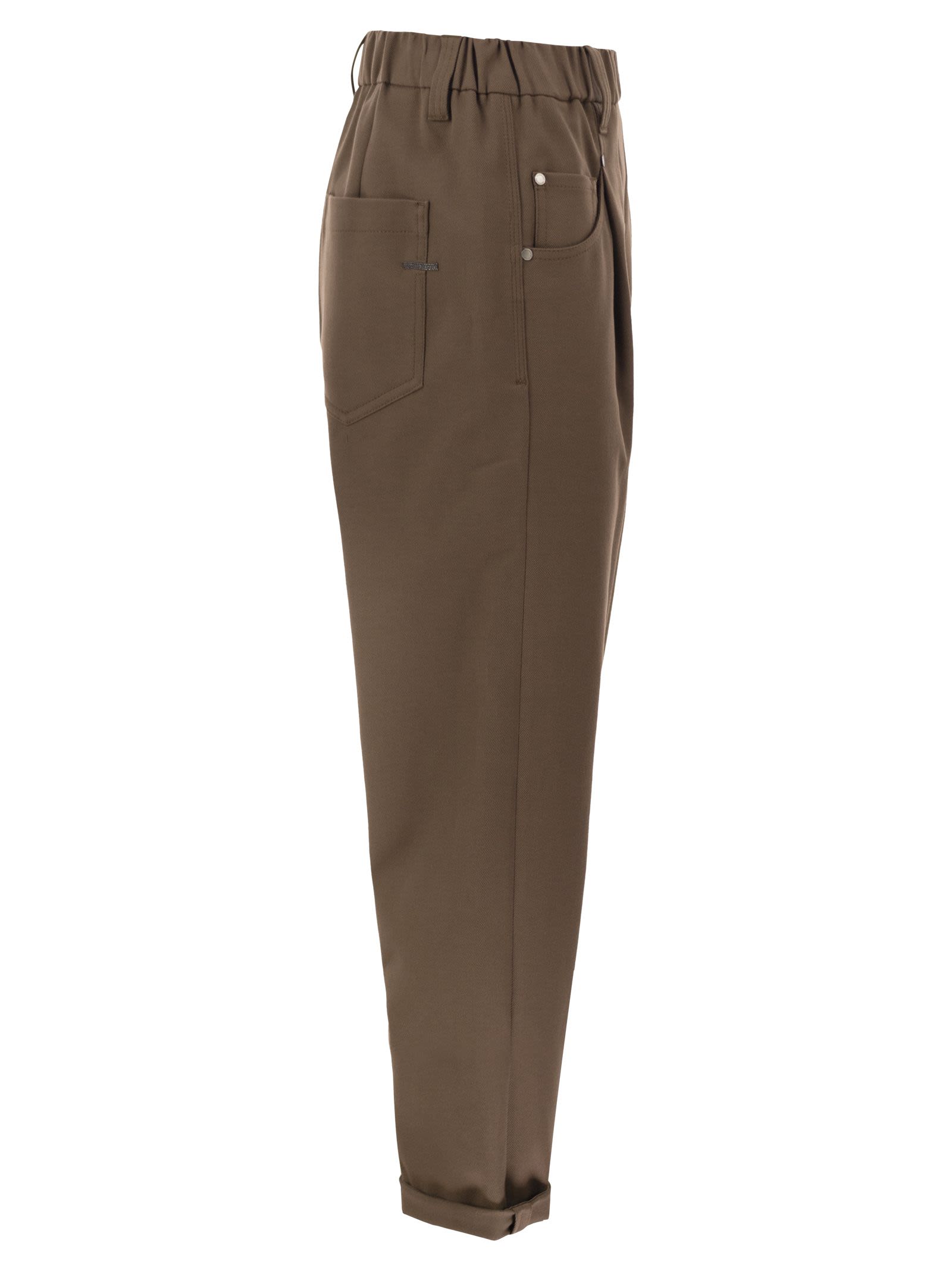 Brunello Cucinelli Baggy Trousers In Stretch Cotton Cover-U