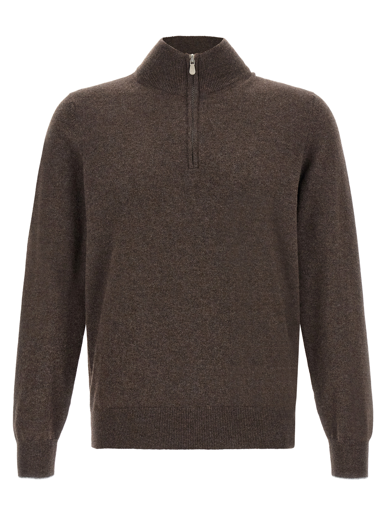 Brunello Cucinelli Brown Half-Zip Sweater