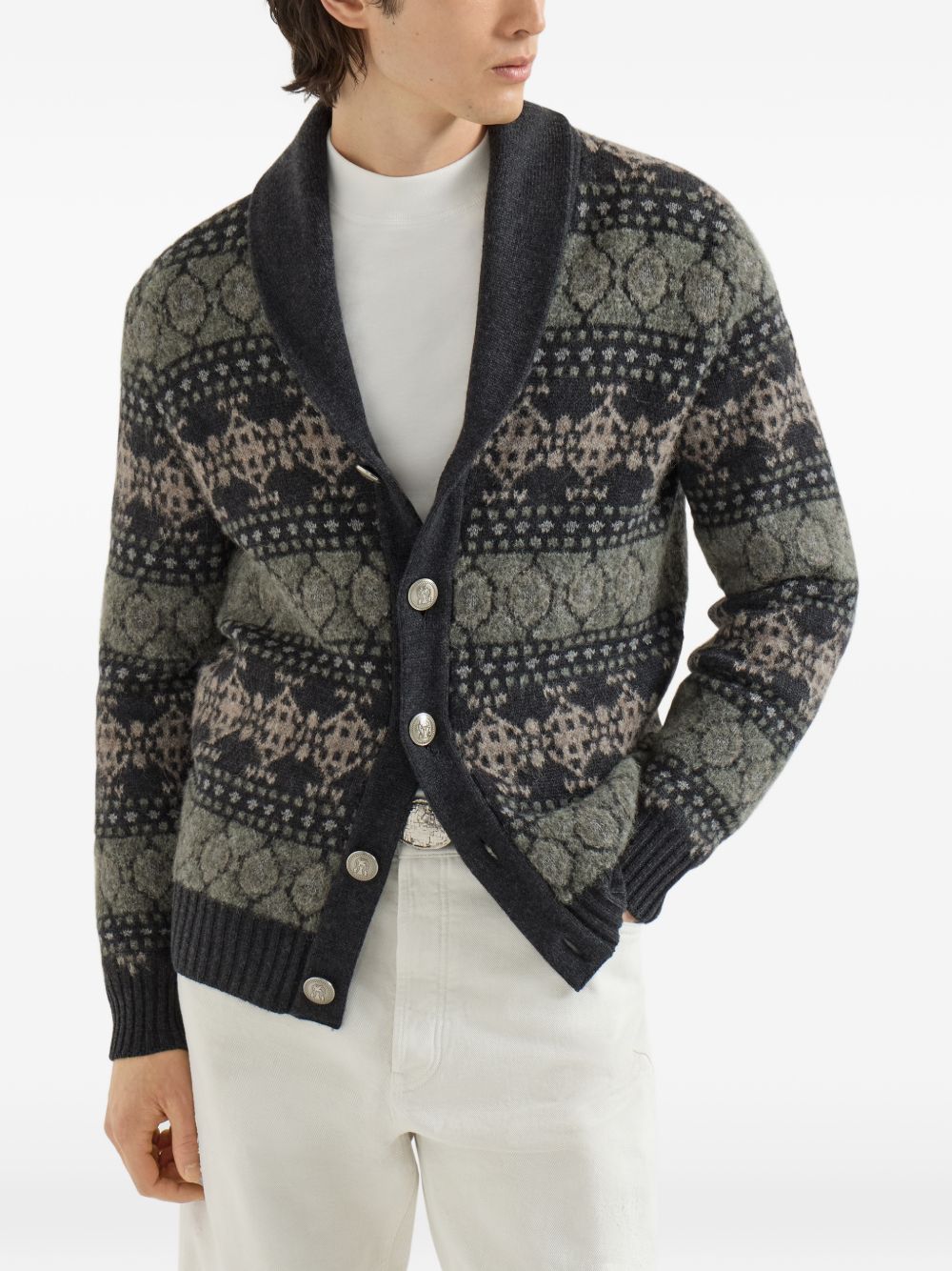Brunello Cucinelli Carbone Cashmere Cardigan