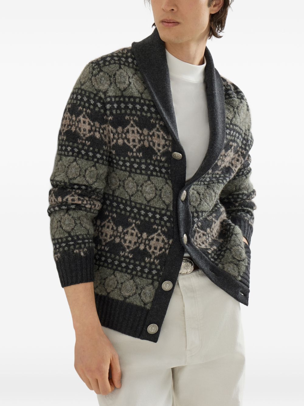 Brunello Cucinelli Carbone Cashmere Cardigan