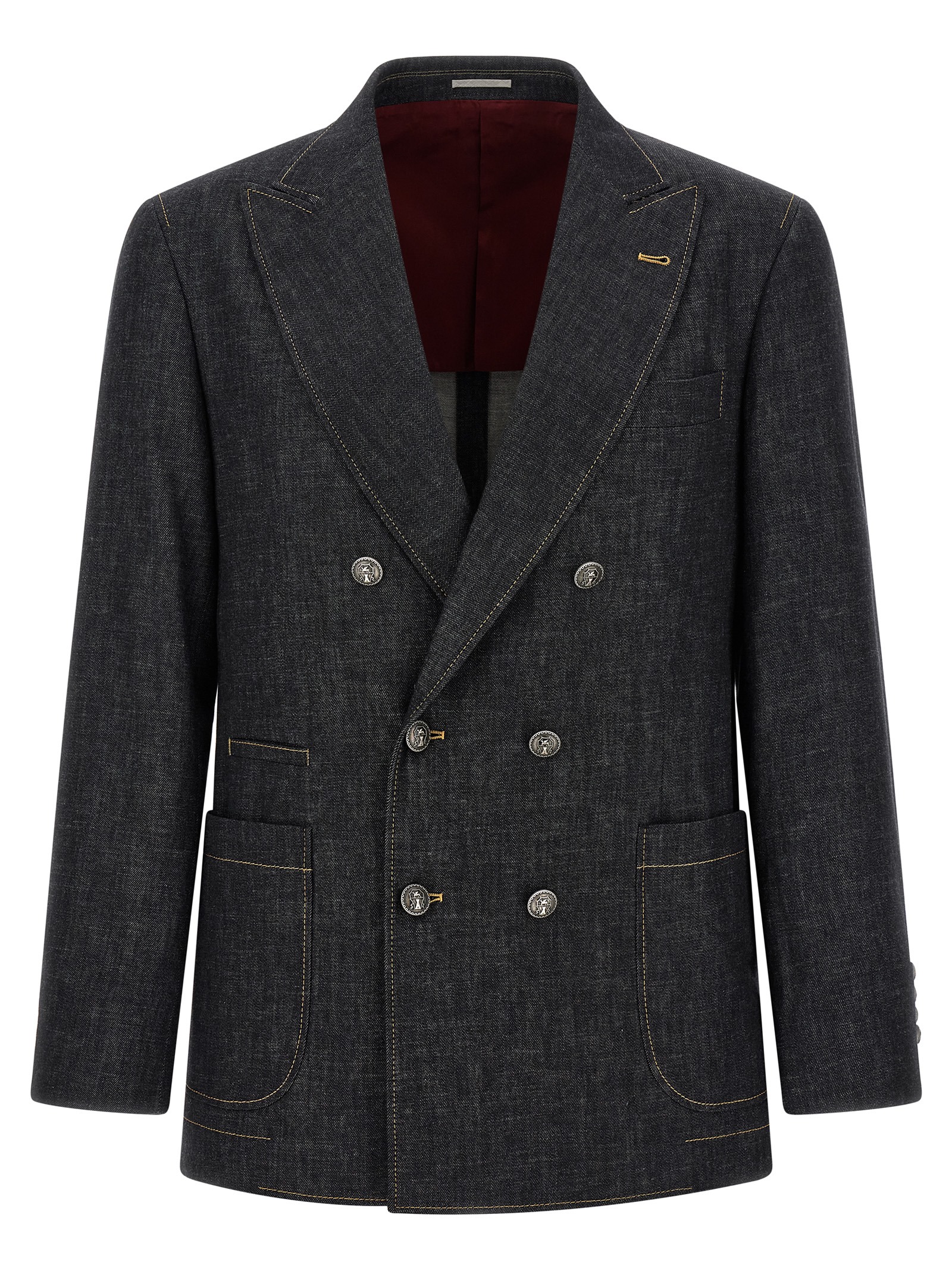 Brunello Cucinelli Double-Breasted Denim Blazer