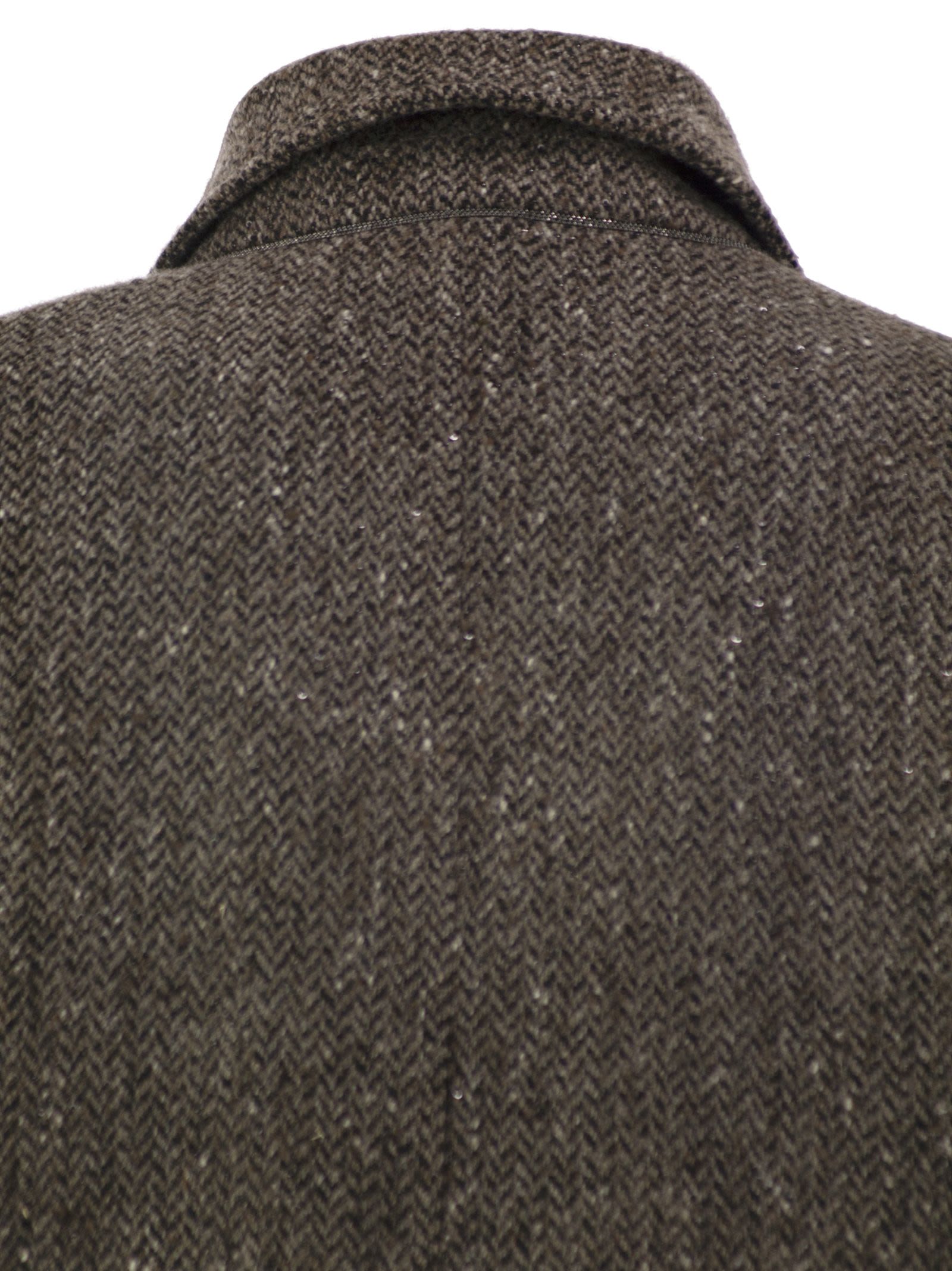 Brunello Cucinelli Double-Breasted Herringbone Tweed Coat W